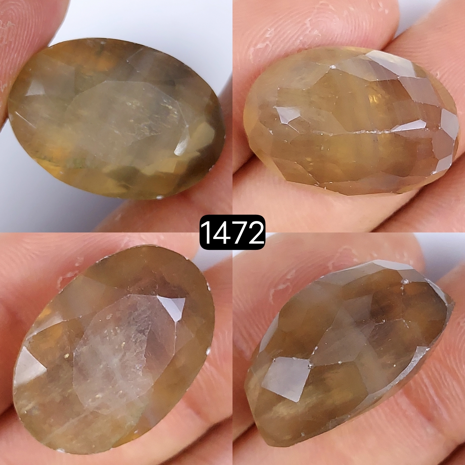1Pc 46Cts Natural Multi Fluorite Faceted Cabochon Gemstone Oval Shape Crystal 25x17mm1472