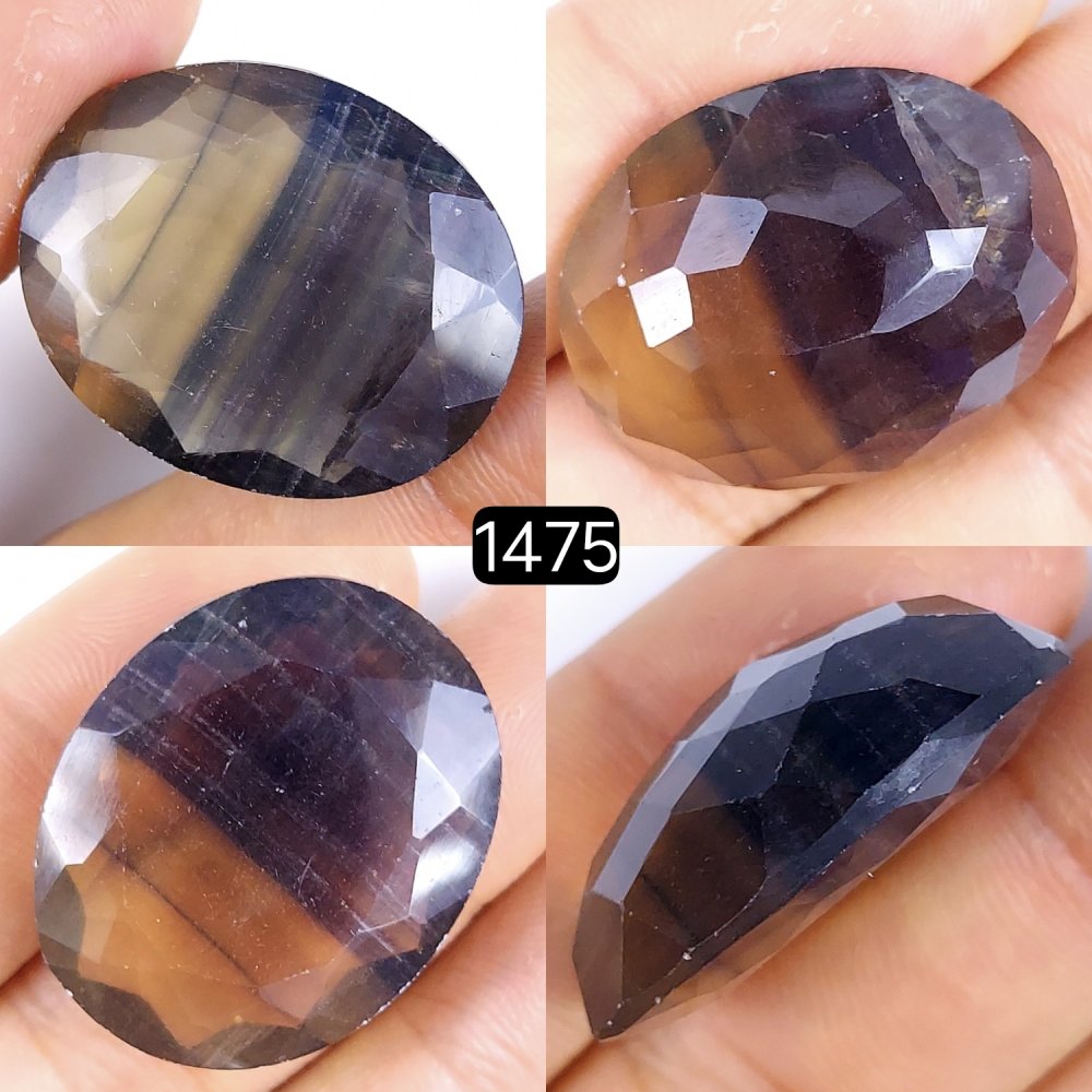 1Pc 72Cts Natural Multi Fluorite Faceted Cabochon Gemstone Oval Shape Crystal 31x25 mm#1475