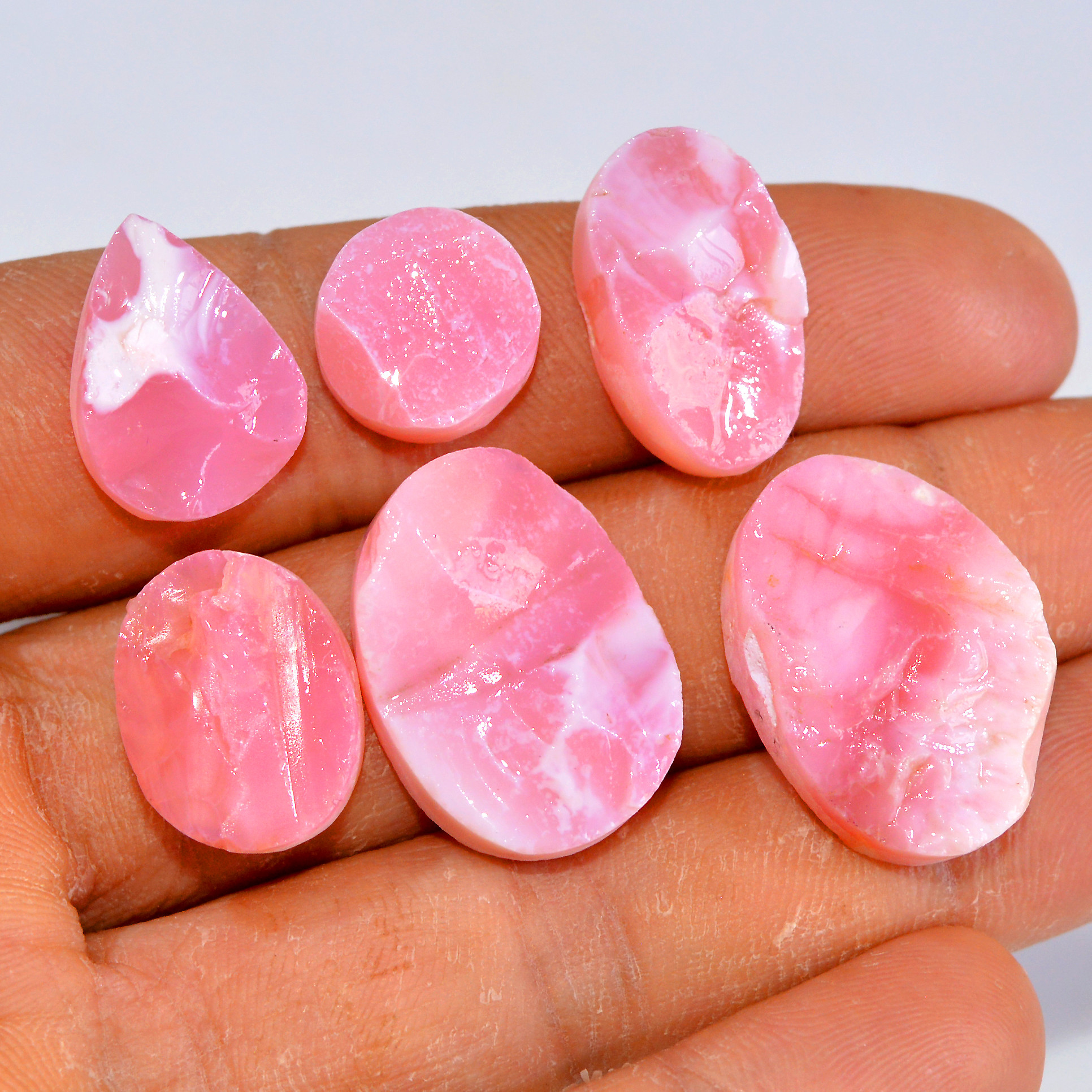 6Pcs 78 Cts Natural Pink Opal Druzy Gemstone Lot Mixed Shapes And Sizes Wholesale Crystal Jewelry Supplies 22x15 12x12mm14774