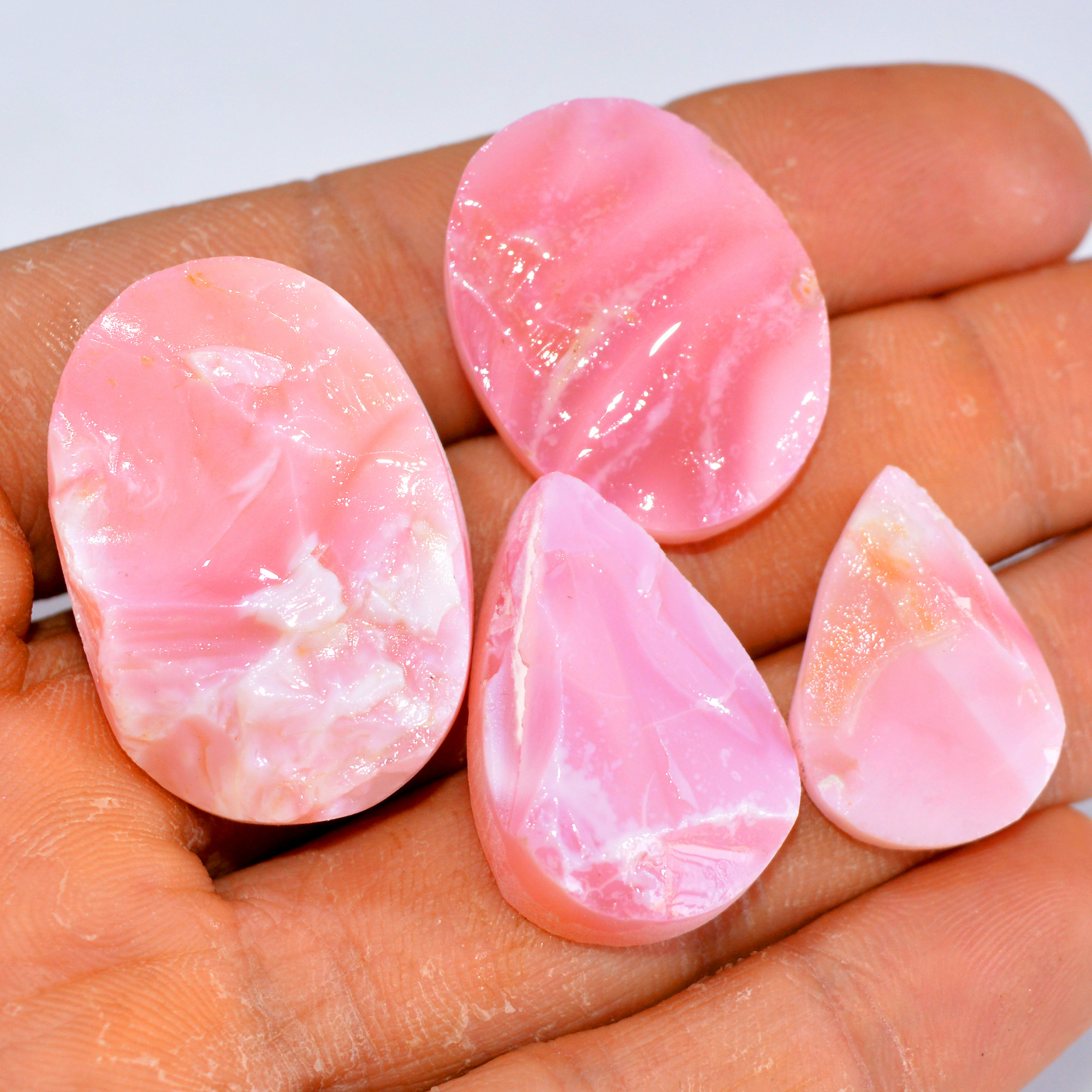 4Pcs 110 Cts Natural Pink Opal Druzy Gemstone Lot Mixed Shapes And Sizes Wholesale Crystal Jewelry Supplies 31x21 21x15mm14776