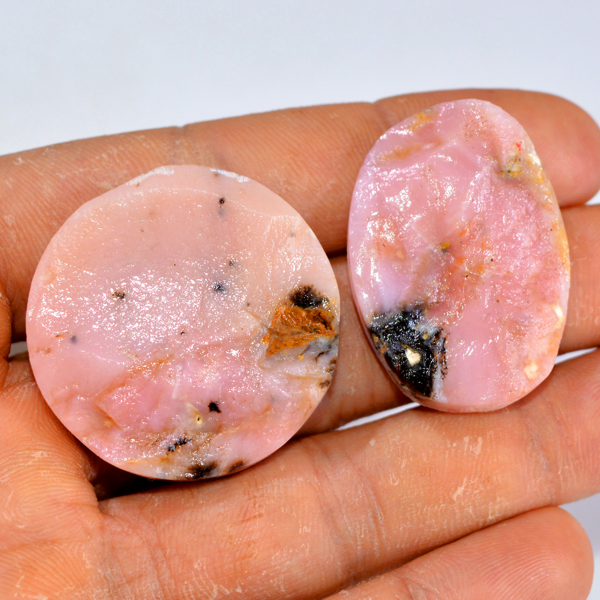 2Pcs 108 Cts Natural Pink Opal Druzy Gemstone Lot Mixed Shapes And Sizes Wholesale Crystal Jewelry Supplies 34x34 34x22 mm14779
