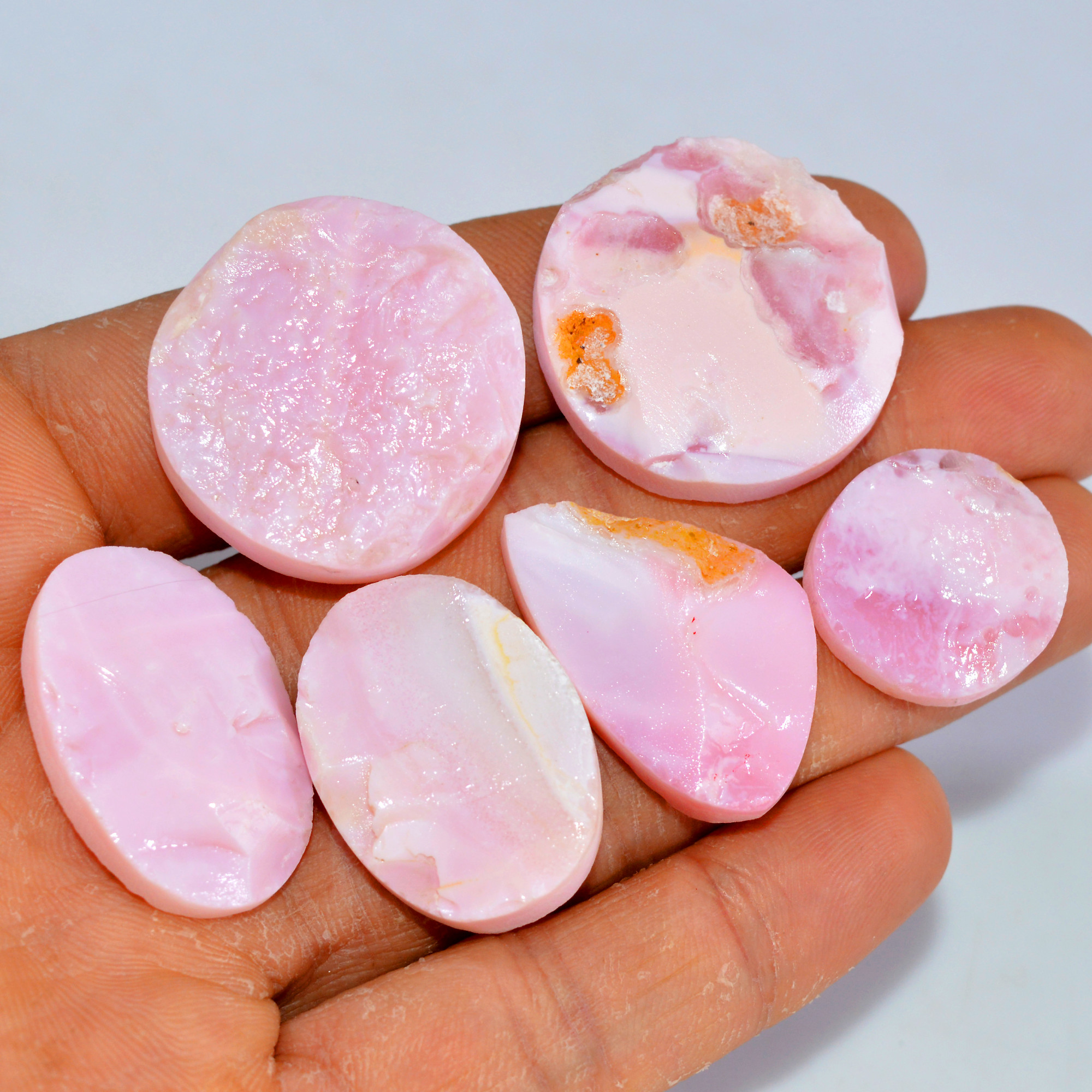 6Pcs 203 Cts Natural Pink Opal Druzy Gemstone Lot Mixed Shapes And Sizes Wholesale Crystal Jewelry Supplies 27x27 18x18mm14780