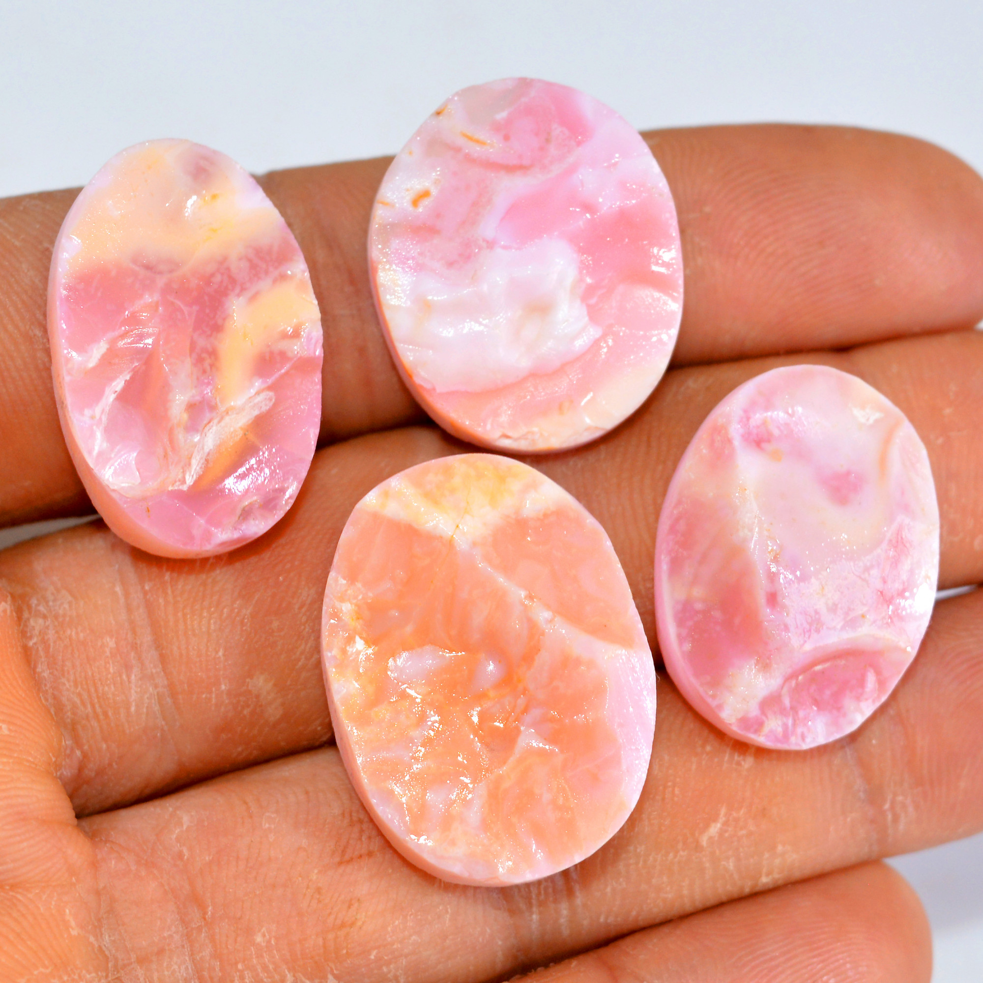 4Pcs 90 Cts Natural Pink Opal Druzy Gemstone Lot Mixed Shapes And Sizes Wholesale Crystal Jewelry Supplies 25x18 25x15mm14781