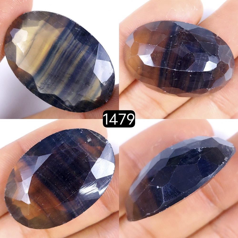 1Pc 80Cts Natural Multi Fluorite Faceted Cabochon Gemstone Oval Shape Crystal 35x24mm#1479