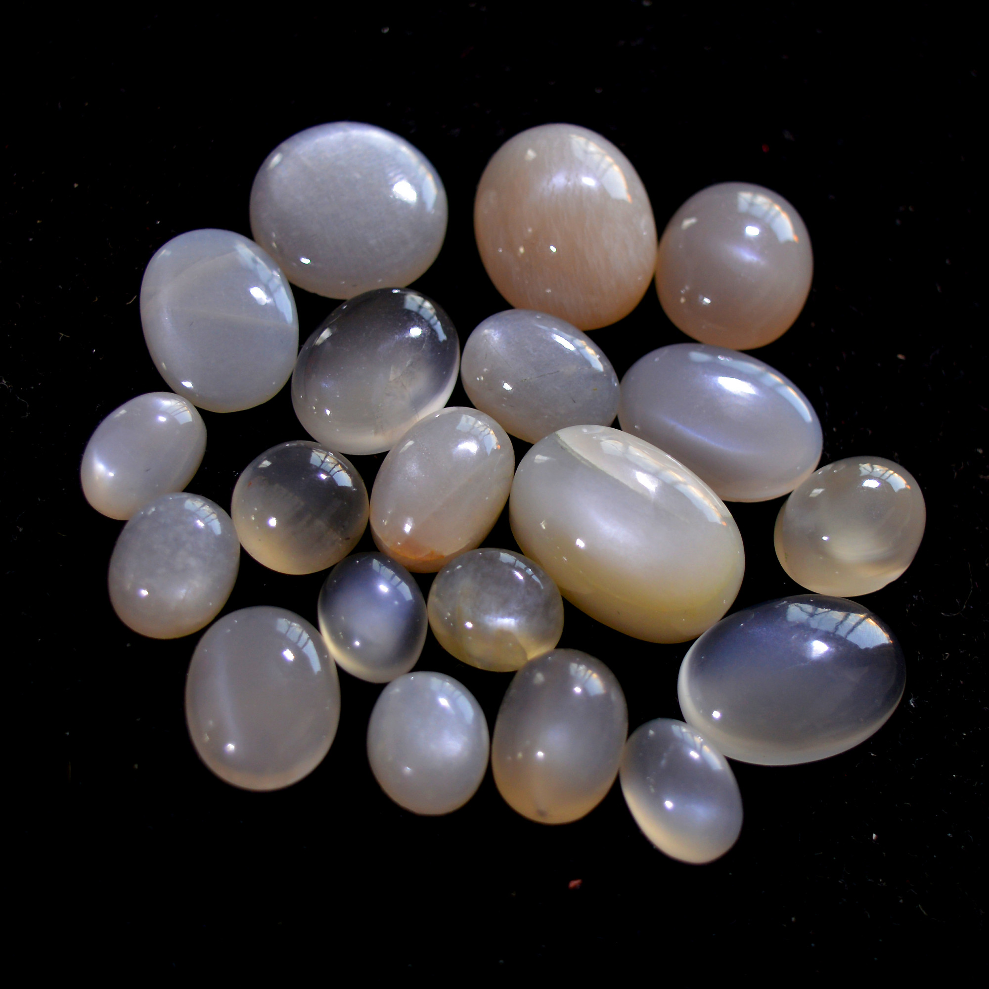 20Pcs 193 Cts Natural White Moonstone Mix Shape and size Cabochon Lot Semi Precious Loose Gemstone Jewelry Supply Crystal21x15-11x8mm 14809