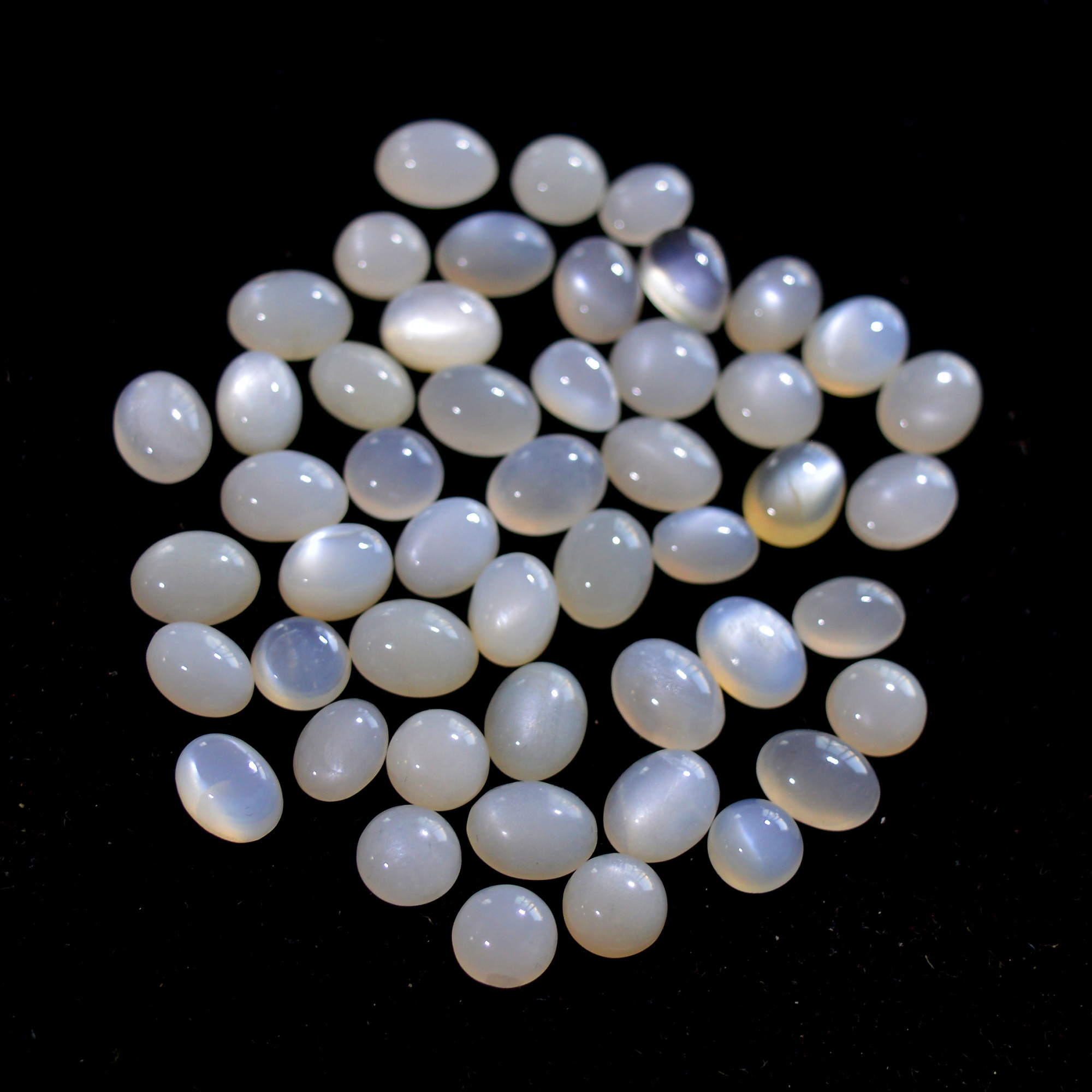 49Pcs 75 Cts Natural White Moonstone Mix Shape and size Cabochon Lot Semi Precious Loose Gemstone Jewelry Supply Crystal8x6-6x6mm 14810