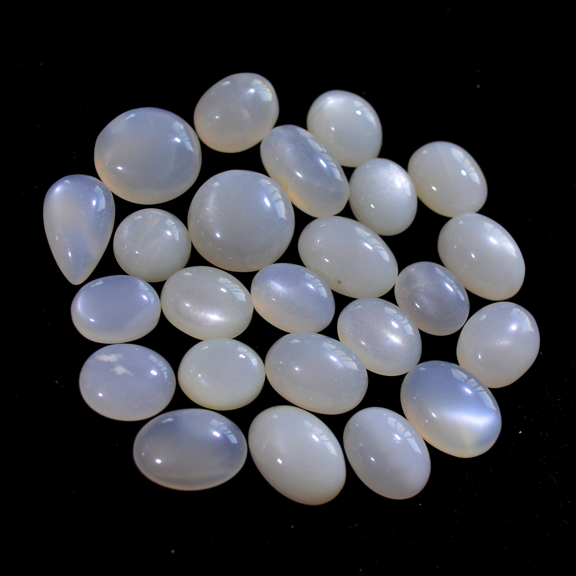 24Pcs 129 Cts Natural White Moonstone Mix Shape and size Cabochon Lot Semi Precious Loose Gemstone Jewelry Supply Crystal14x10-10x8mm 14811