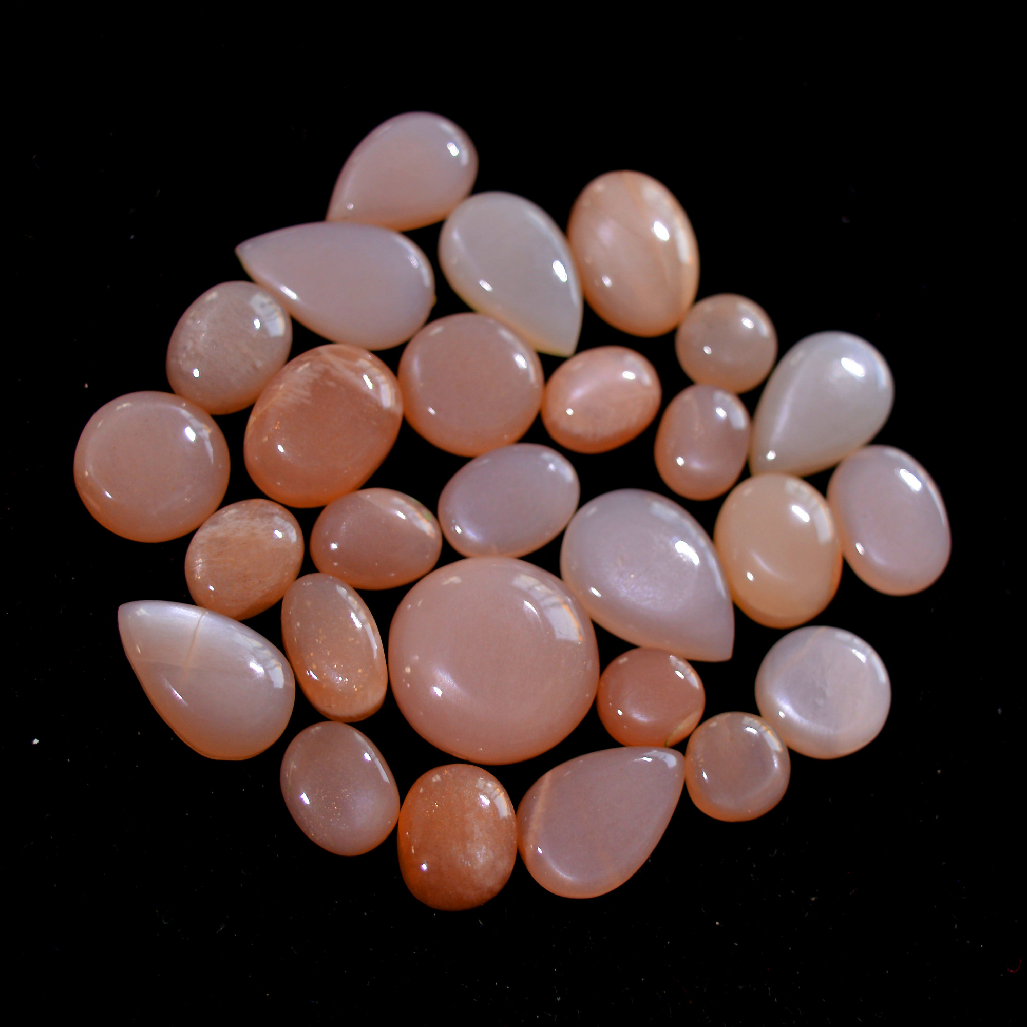 27Pcs 112 Cts Natural White Moonstone Mix Shape and size Cabochon Lot Semi Precious Loose Gemstone Jewelry Supply Crystal16x16-8x8mm 14816