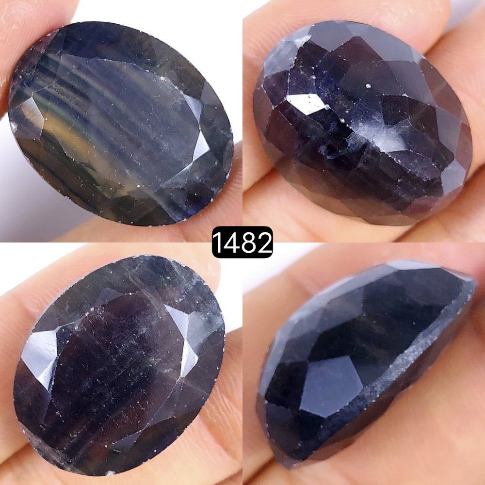 1Pc 67Cts Natural Multi Fluorite Faceted Cabochon Gemstone Oval Shape Crystal 29x22mm#1482