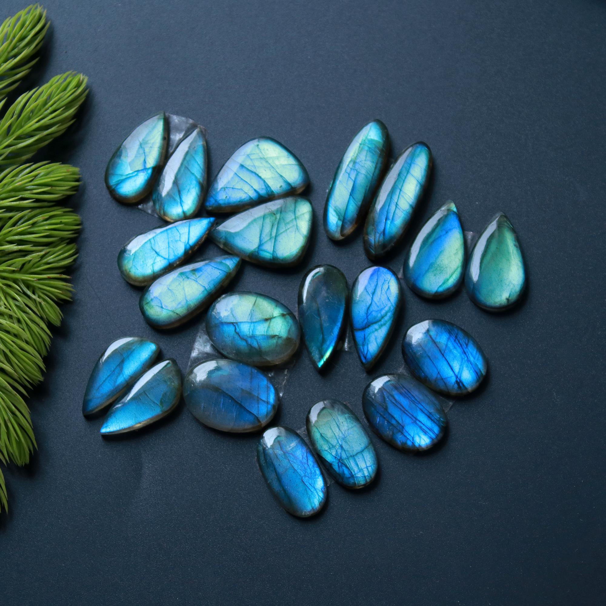 10 Pairs 169 Cts Natural Labradorite Loose Gemstone Pairs For Earring Labradorite Mix Shape Cabochon For Jewelry Making 26x8-20x8mm 14825
