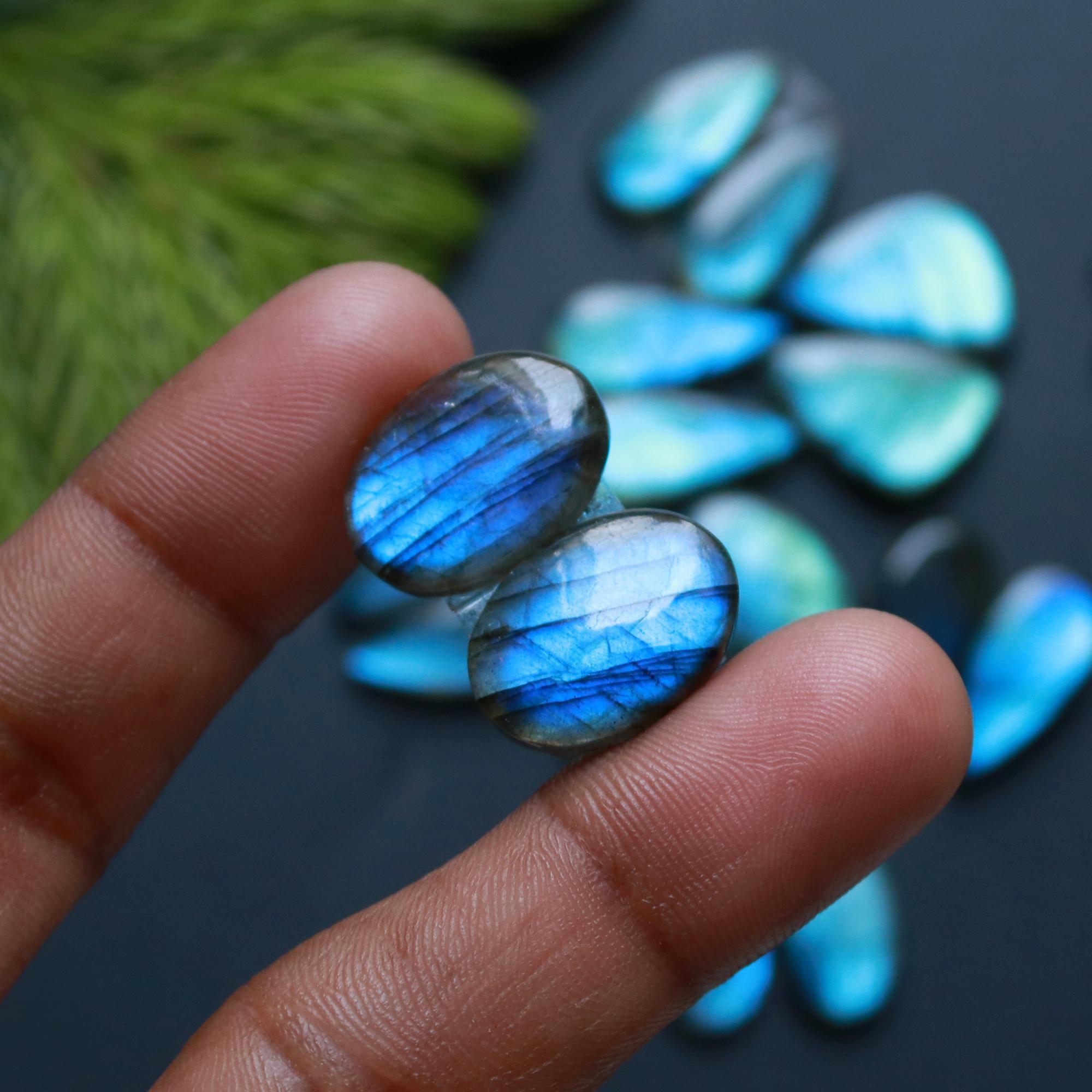 10 Pairs 169 Cts Natural Labradorite Loose Gemstone Pairs For Earring Labradorite Mix Shape Cabochon For Jewelry Making 26x8-20x8mm 14825