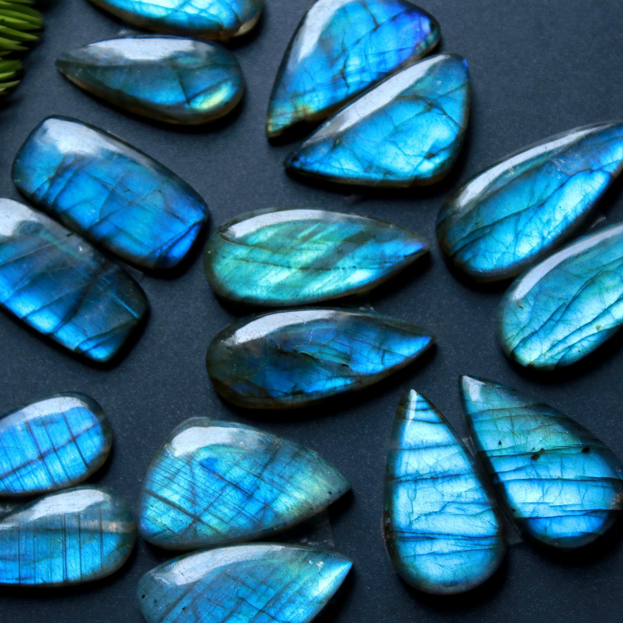 8 Pairs 152 Cts Natural Labradorite Loose Gemstone Pairs For Earring Labradorite Mix Shape Cabochon For Jewelry Making 26x11-21x9mm 14827