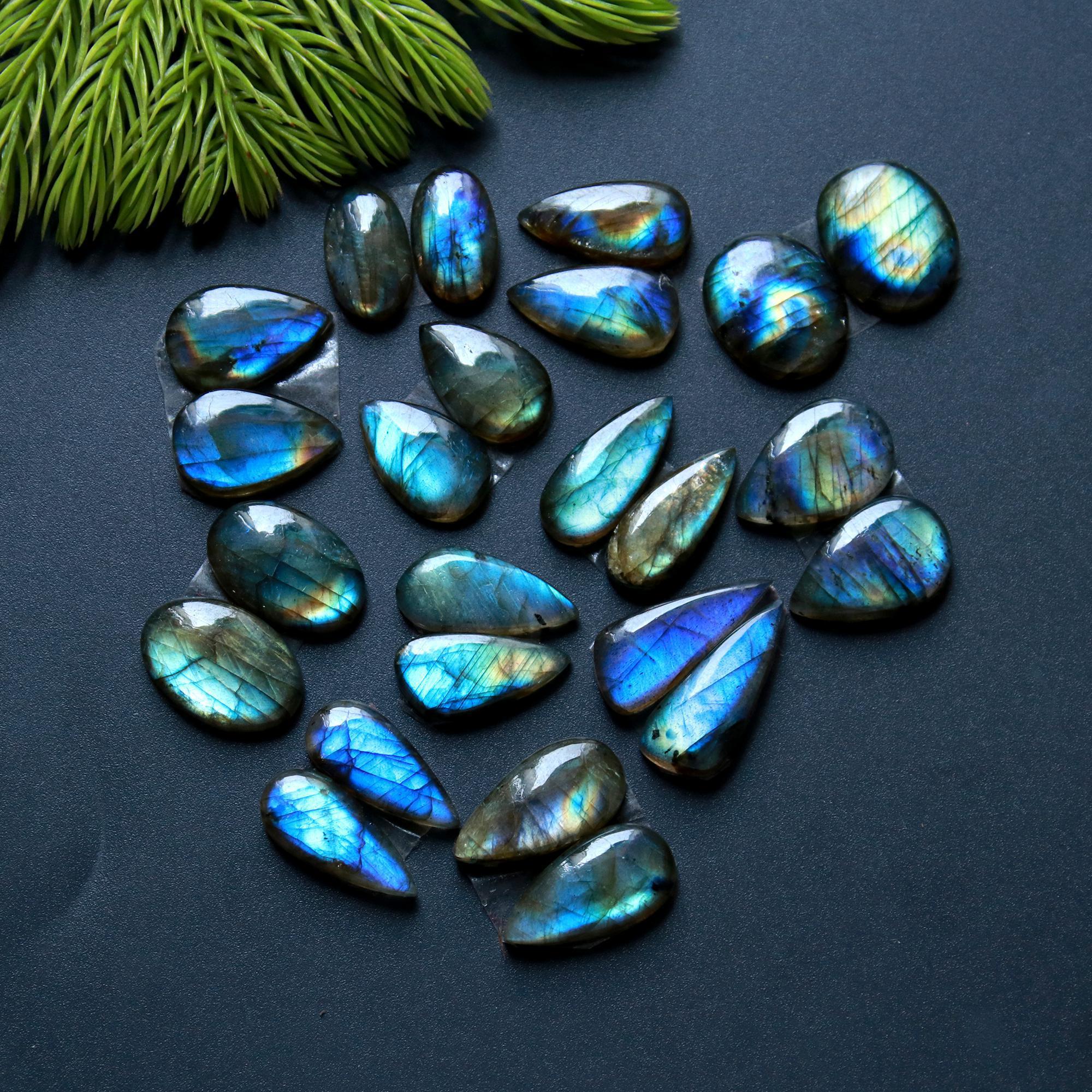 12 Pair 124 Cts Natural Labradorite Loose Gemstone Pairs For Earring Labradorite Mix Shape Cabochon For Jewelry Making 20x7-13x8 mm 14828