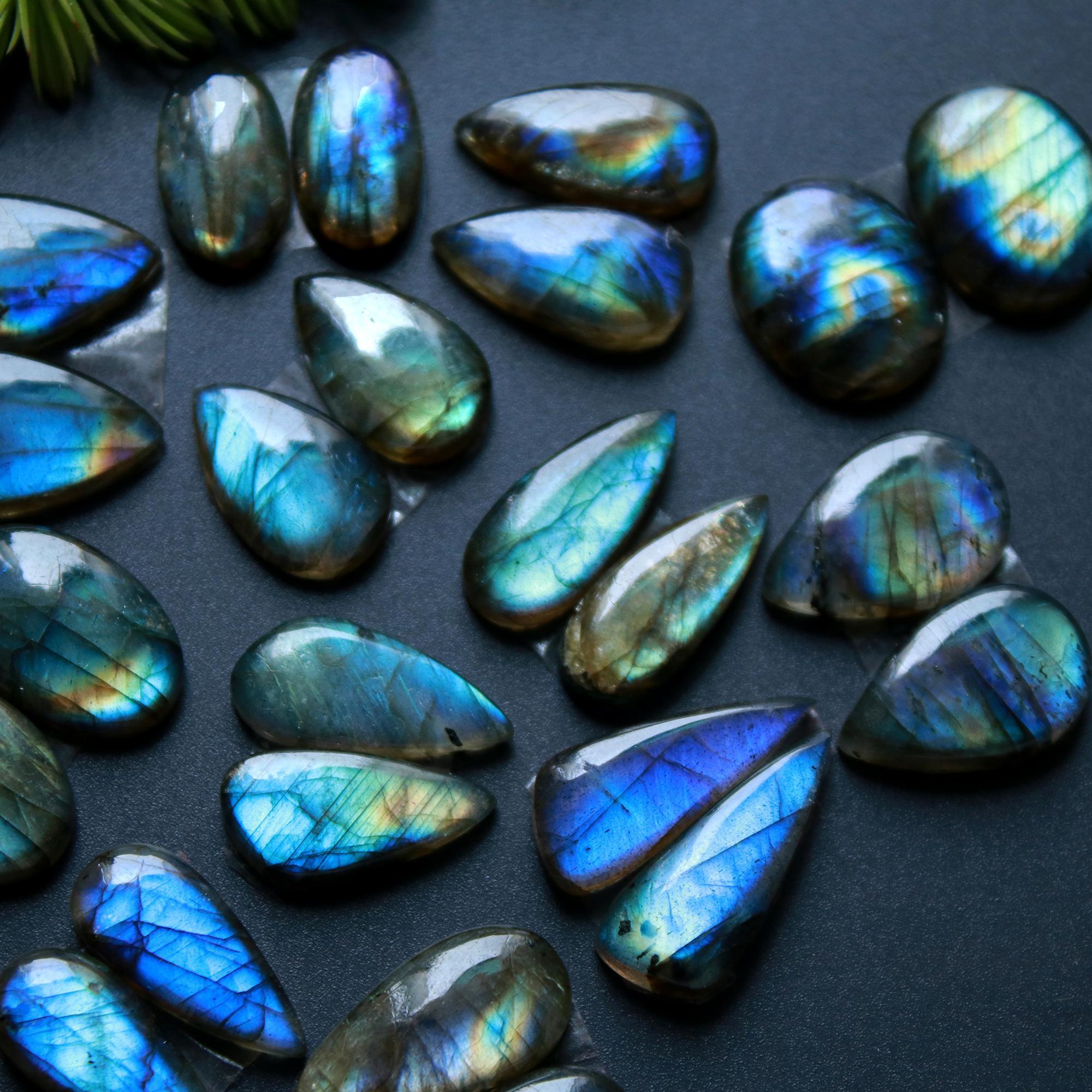 12 Pair 124 Cts Natural Labradorite Loose Gemstone Pairs For Earring Labradorite Mix Shape Cabochon For Jewelry Making 20x7-13x8 mm 14828