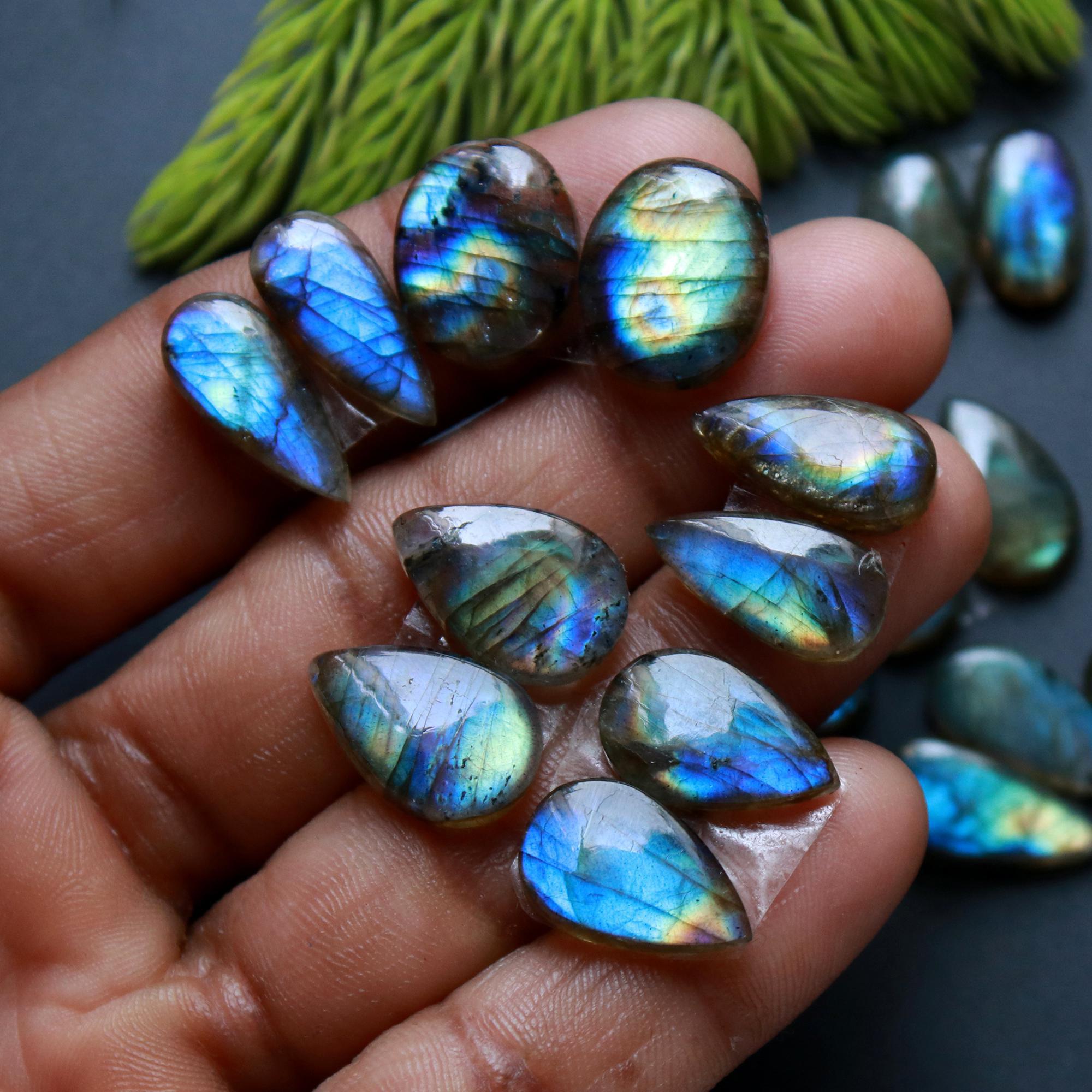 12 Pair 124 Cts Natural Labradorite Loose Gemstone Pairs For Earring Labradorite Mix Shape Cabochon For Jewelry Making 20x7-13x8 mm 14828