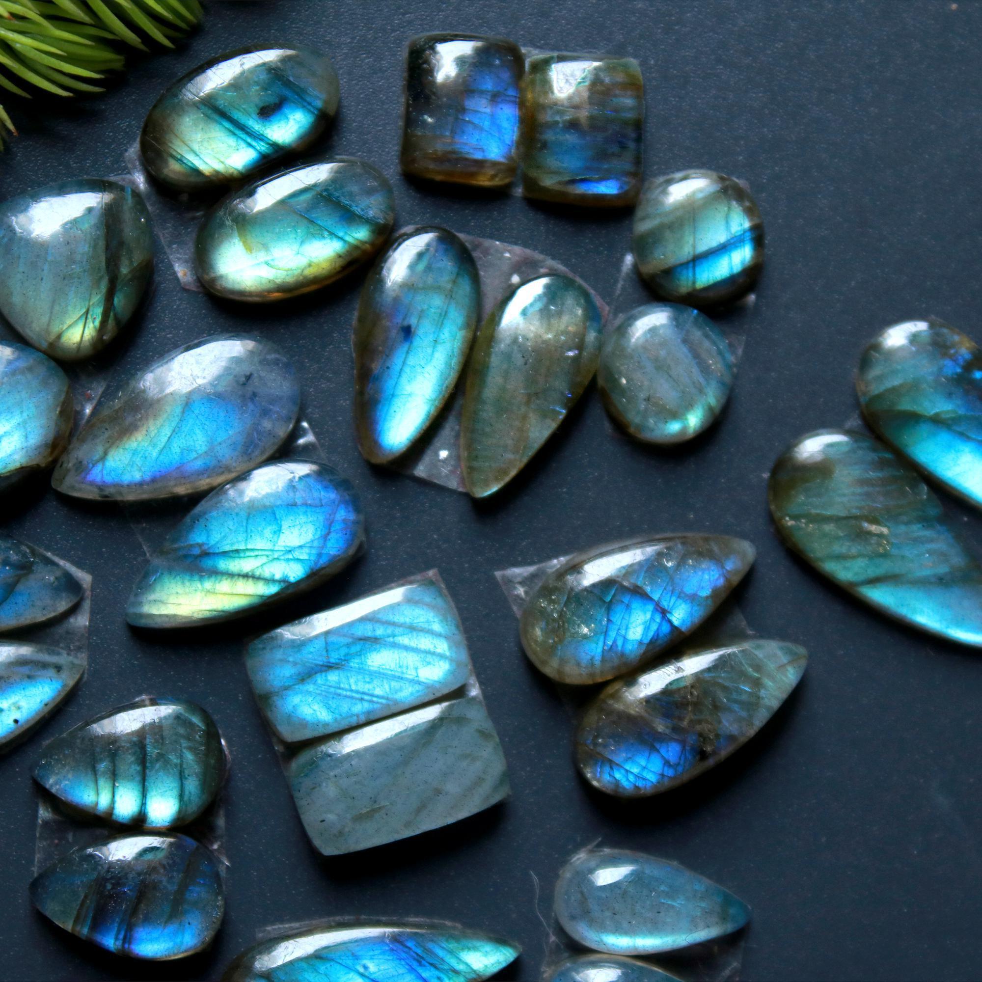 13 Pair 82 Cts Natural Labradorite Loose Gemstone Pairs For Earring Labradorite Mix Shape Cabochon For Jewelry Making 18x7-8x8 mm 14829
