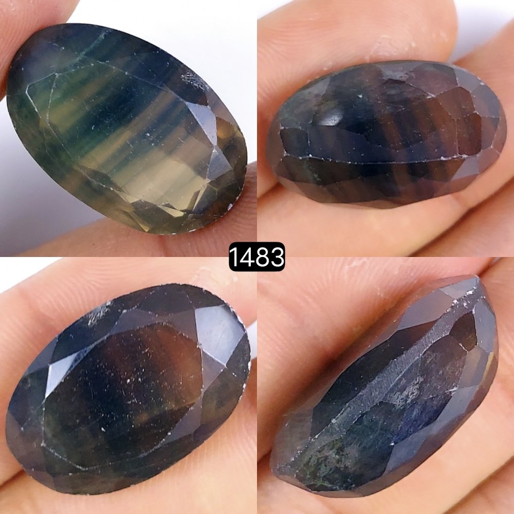 1Pc 45Cts Natural Multi Fluorite Faceted Cabochon Gemstone Oval Shape Crystal 27x17mm#1483