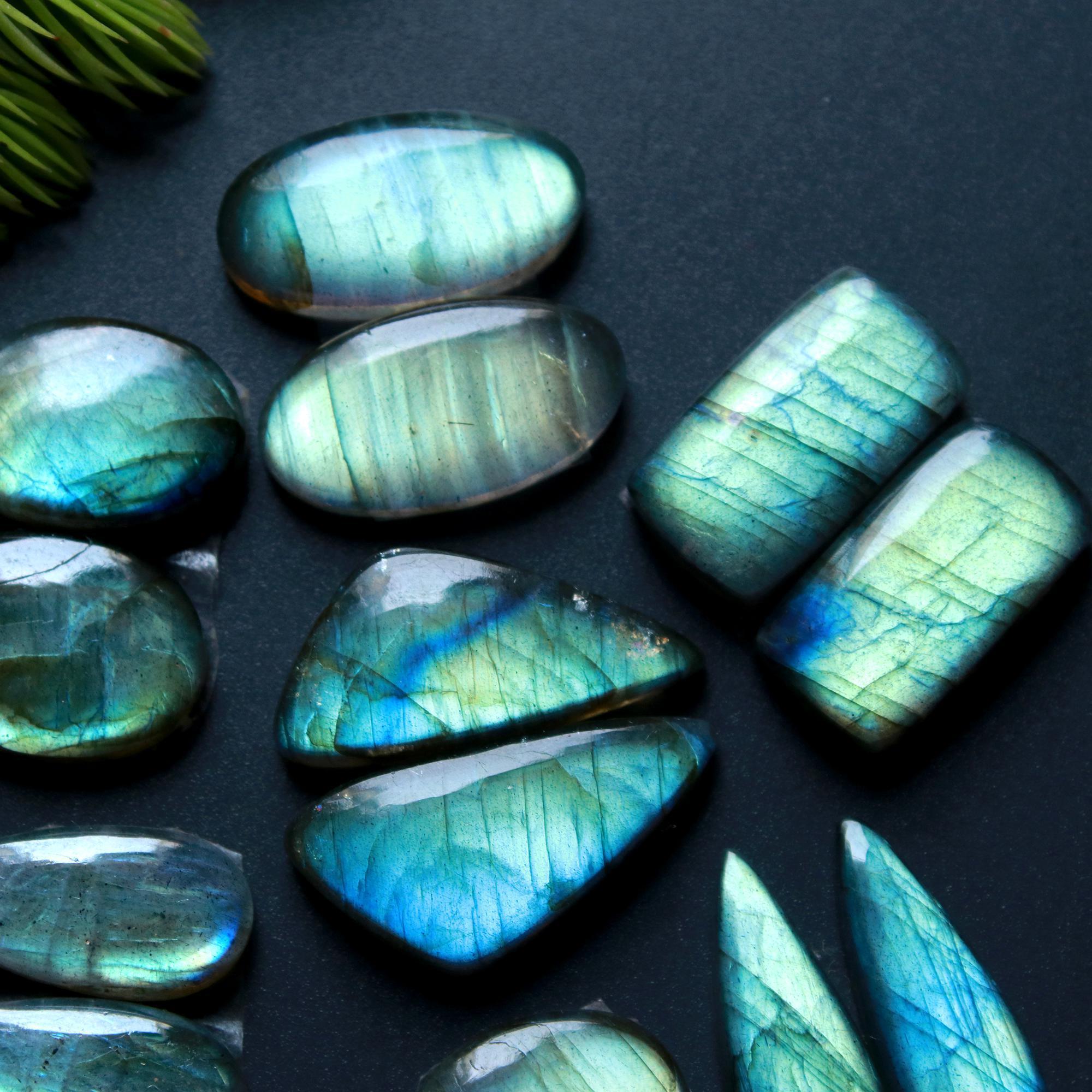 8 Pair 121 Cts Natural Labradorite Loose Gemstone Pairs For Earring Labradorite Mix Shape Cabochon For Jewelry Making 28x8-15x12 mm 14830
