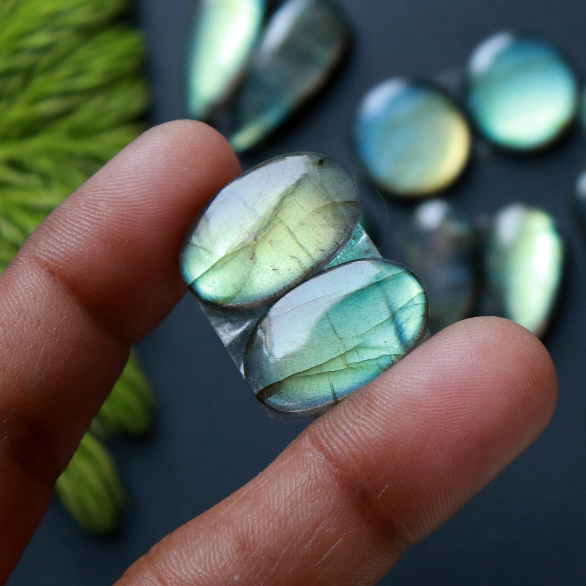 6 Pairs 102 Cts Natural Labradorite Loose Gemstone Pairs For Earring Labradorite Mix Shape Cabochon For Jewelry Making 20x13-17x9 mm 14831