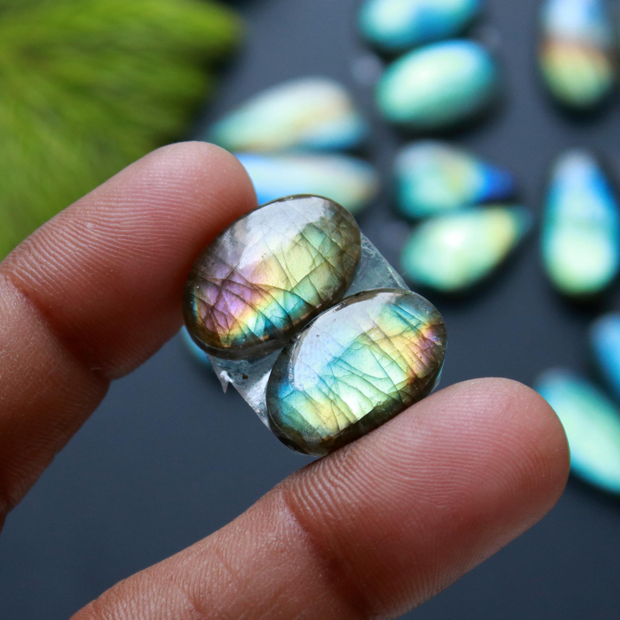 8 Pairs 143 Cts Natural Labradorite Loose Gemstone Pairs For Earring Labradorite Mix Shape Cabochon For Jewelry Making 24x10-16x10 mm 14832