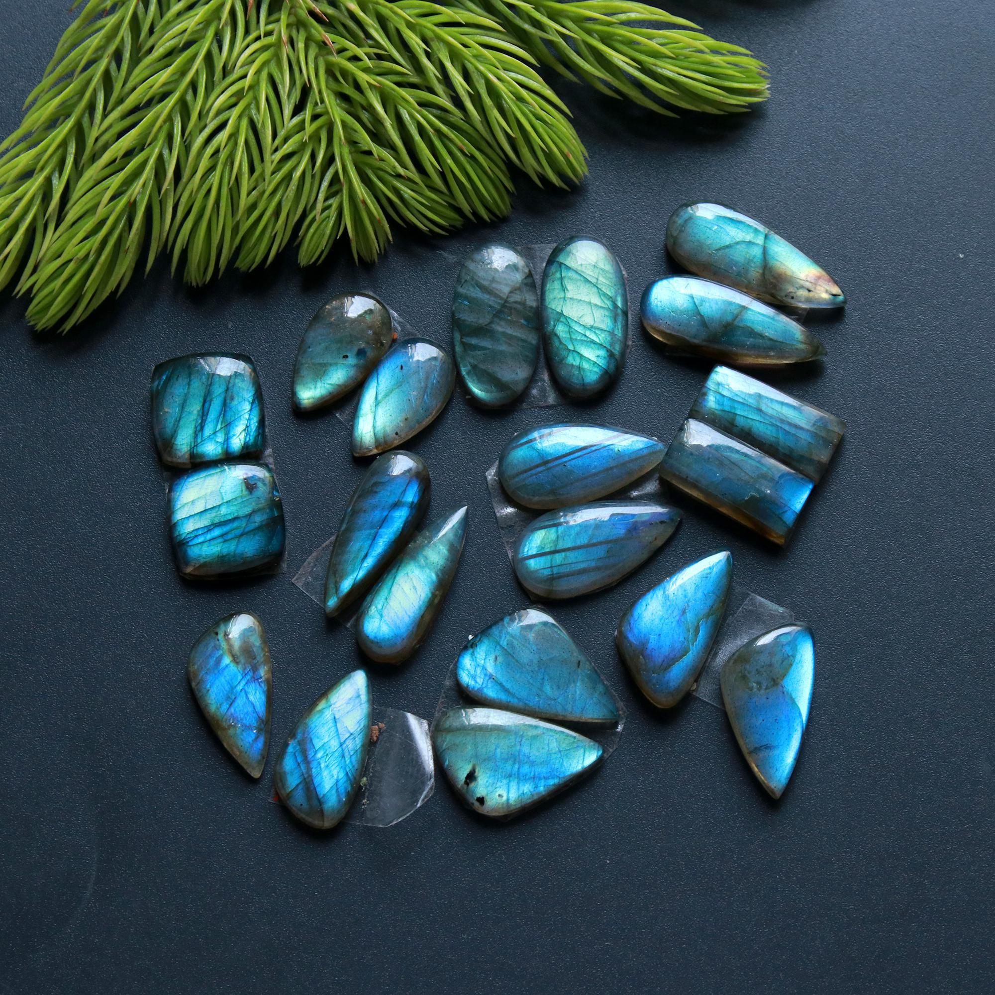 10 Pair 96 Cts Natural Labradorite Loose Gemstone Pairs For Earring Labradorite Mix Shape Cabochon For Jewelry Making 17x10-14x8 mm 14834