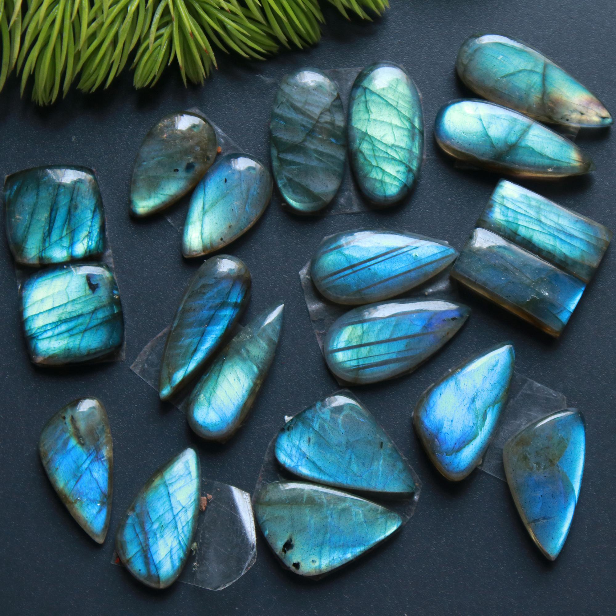 10 Pair 96 Cts Natural Labradorite Loose Gemstone Pairs For Earring Labradorite Mix Shape Cabochon For Jewelry Making 17x10-14x8 mm 14834