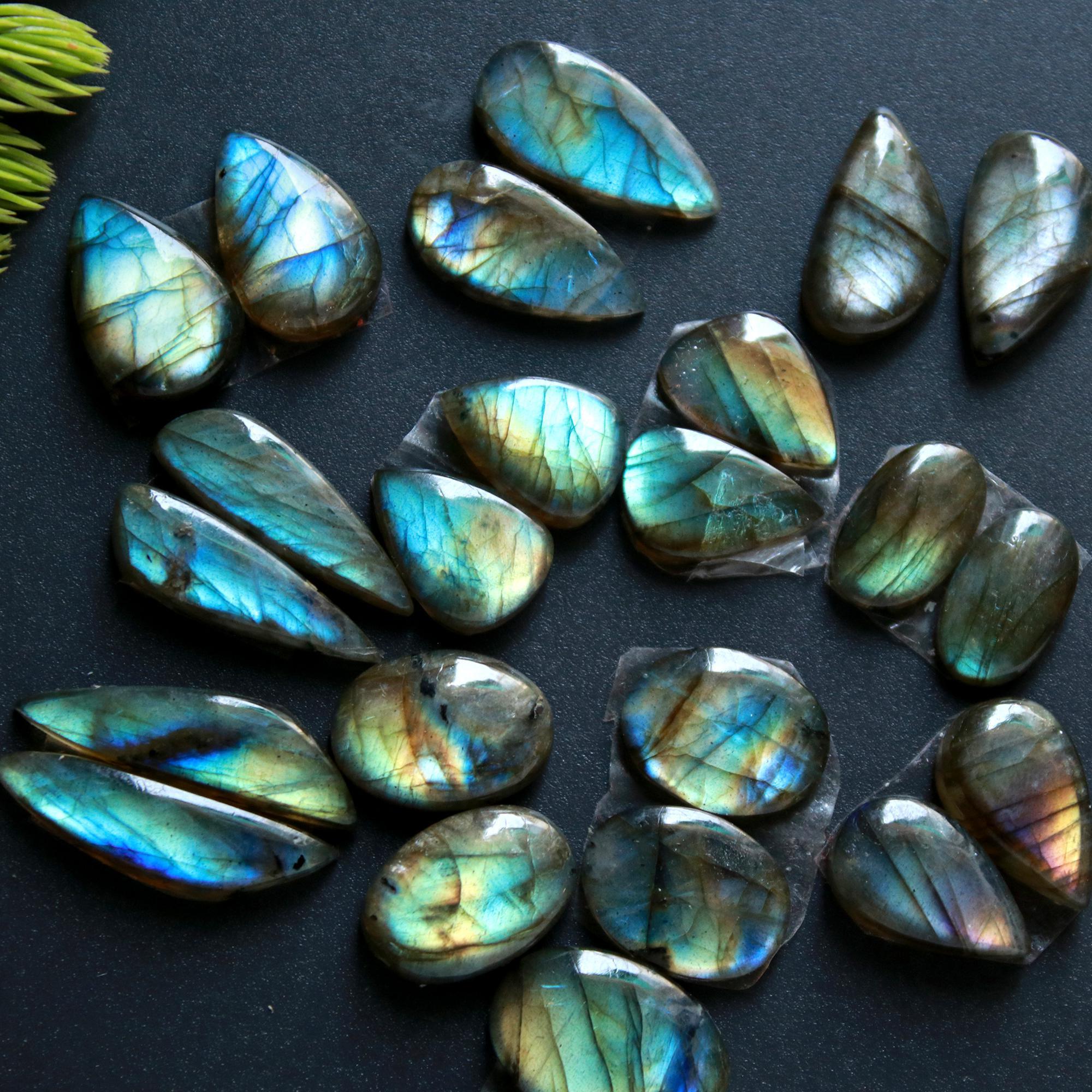 12 Pair 102 Cts Natural Labradorite Loose Gemstone Pairs For Earring Labradorite Mix Shape Cabochon For Jewelry Making 23x6-12x9 mm 14835