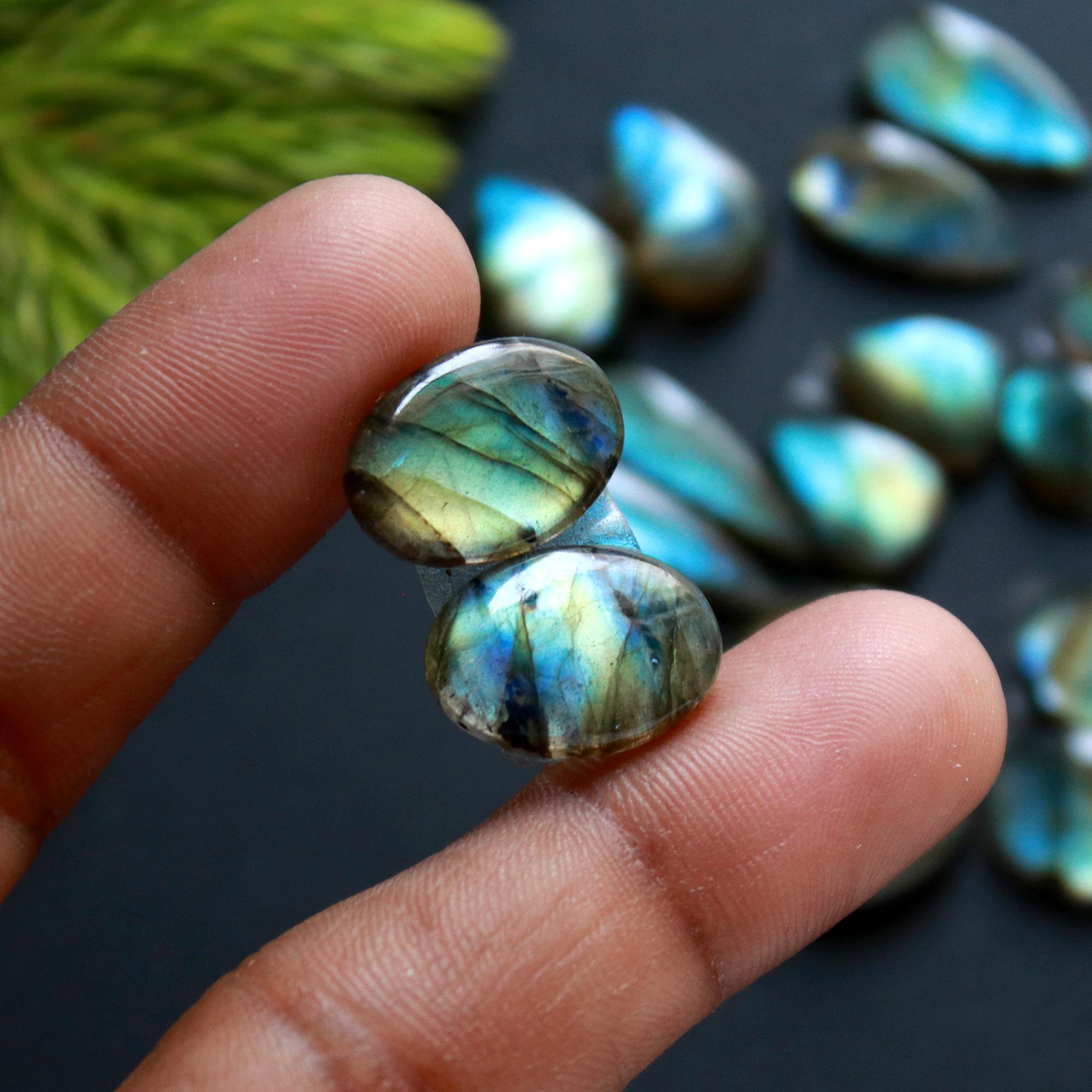 12 Pair 102 Cts Natural Labradorite Loose Gemstone Pairs For Earring Labradorite Mix Shape Cabochon For Jewelry Making 23x6-12x9 mm 14835