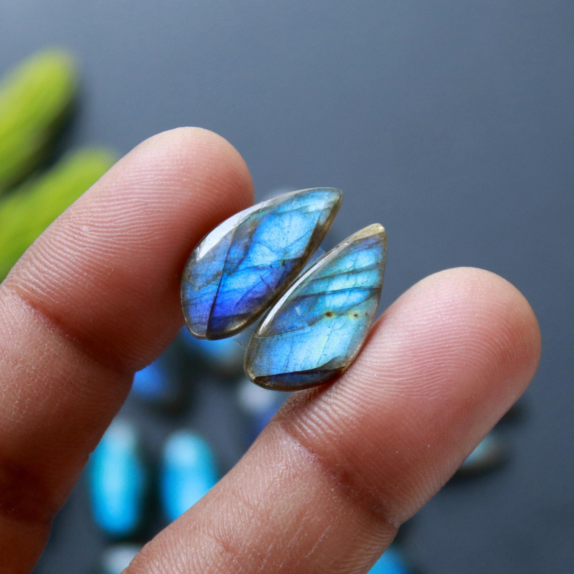 10 Pair 104 Cts Natural Labradorite Loose Gemstone Pairs For Earring Labradorite Mix Shape Cabochon For Jewelry Making 23x6-14x10 mm 14837