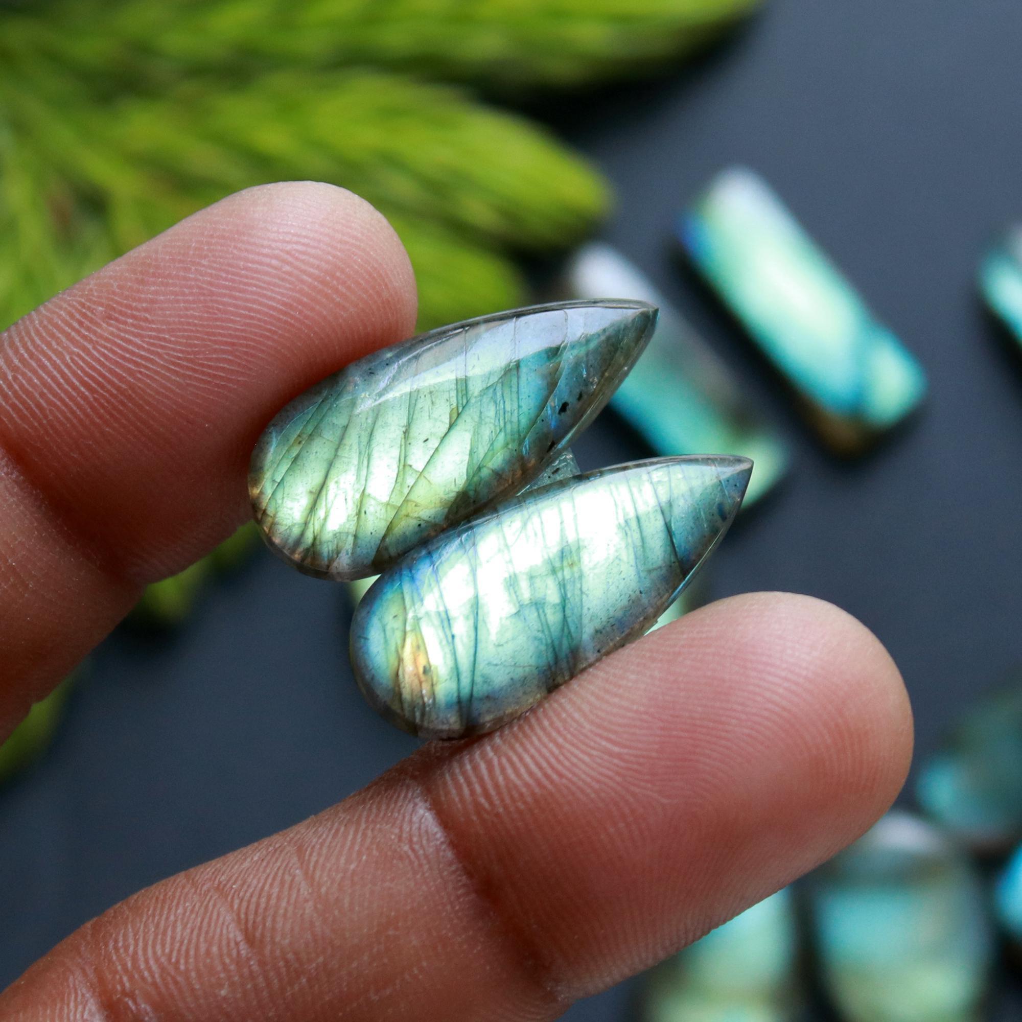 6 Pair 118 Cts Natural Labradorite Loose Gemstone Pairs For Earring Labradorite Mix Shape Cabochon For Jewelry Making 25x10-21x7 mm 14838
