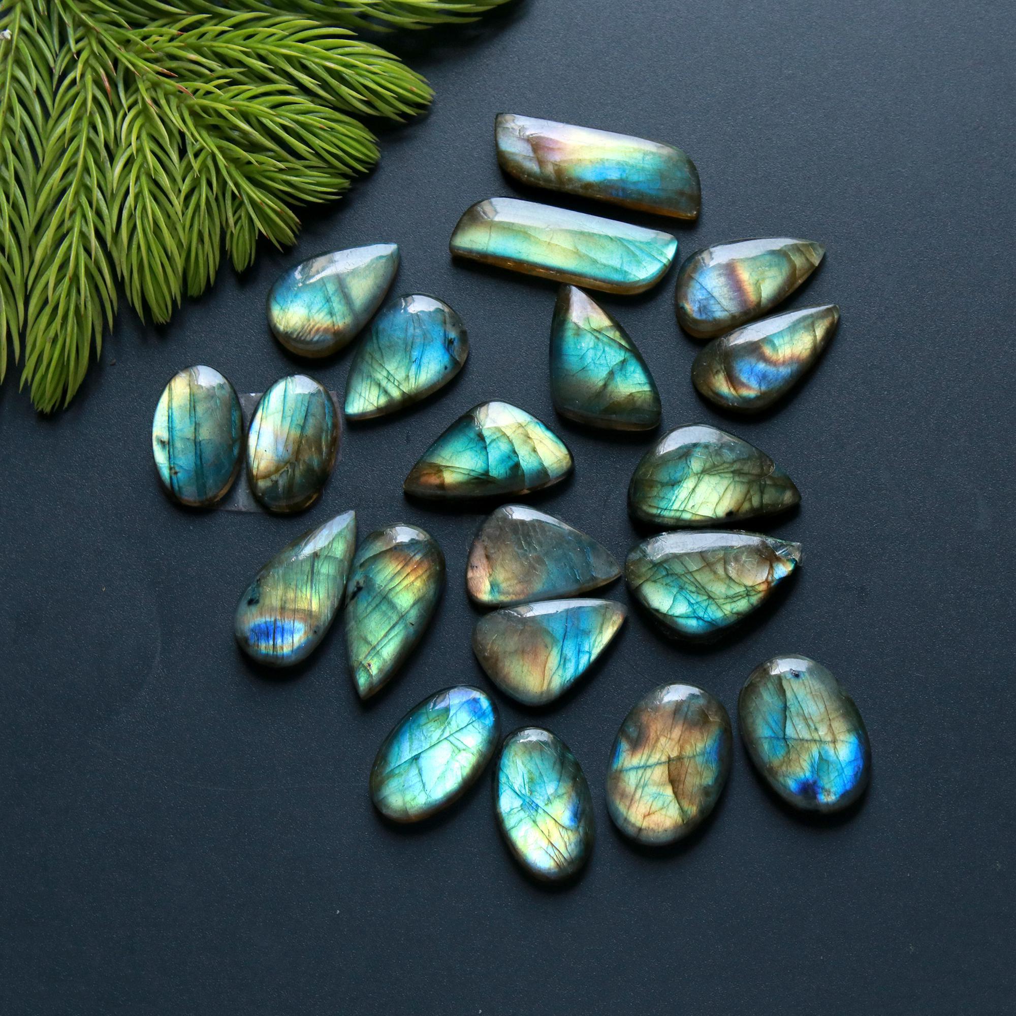 10 Pair 178 Cts Natural Labradorite Loose Gemstone Pairs For Earring Labradorite Mix Shape Cabochon For Jewelry Making 27x8-17x11 mm 14839