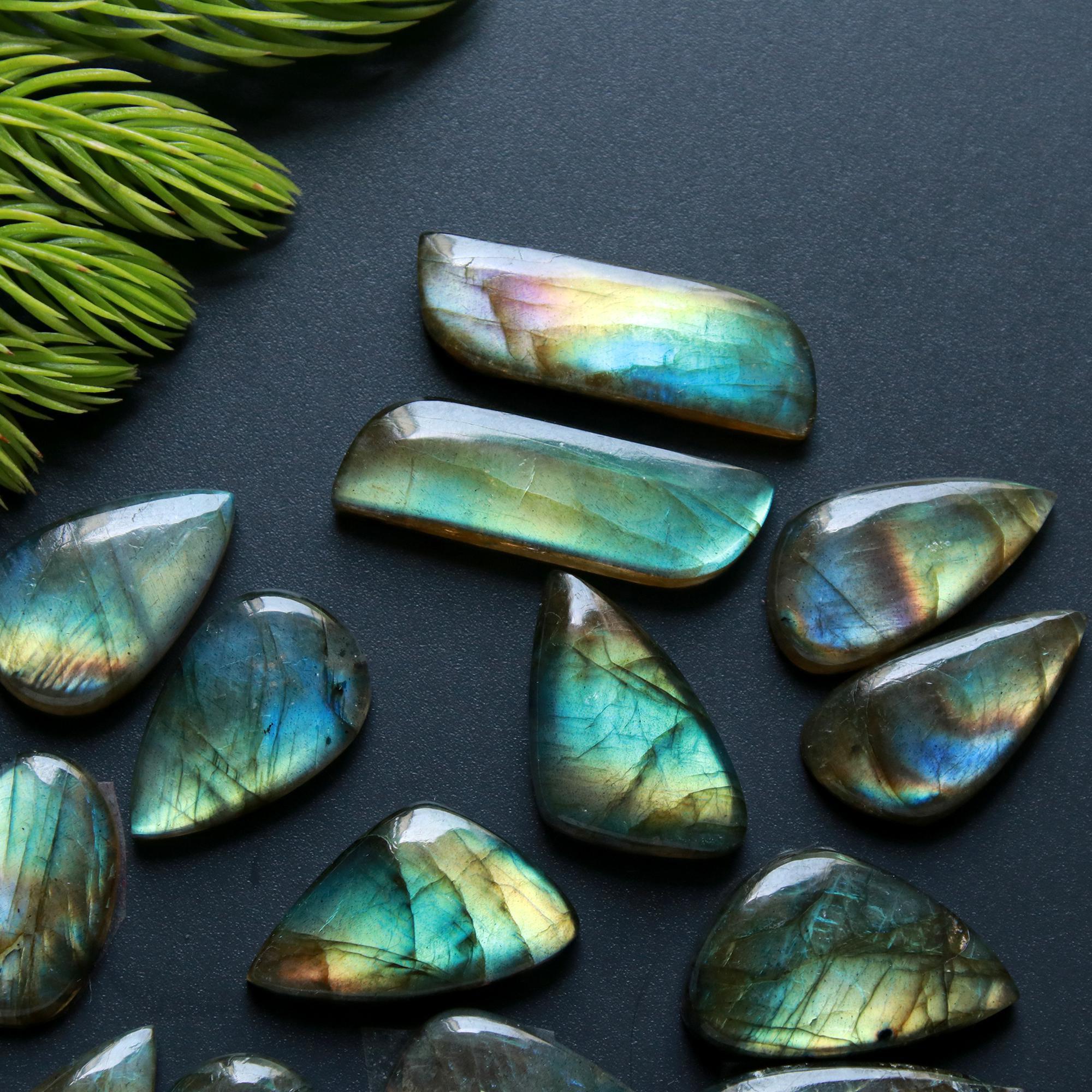10 Pair 178 Cts Natural Labradorite Loose Gemstone Pairs For Earring Labradorite Mix Shape Cabochon For Jewelry Making 27x8-17x11 mm 14839