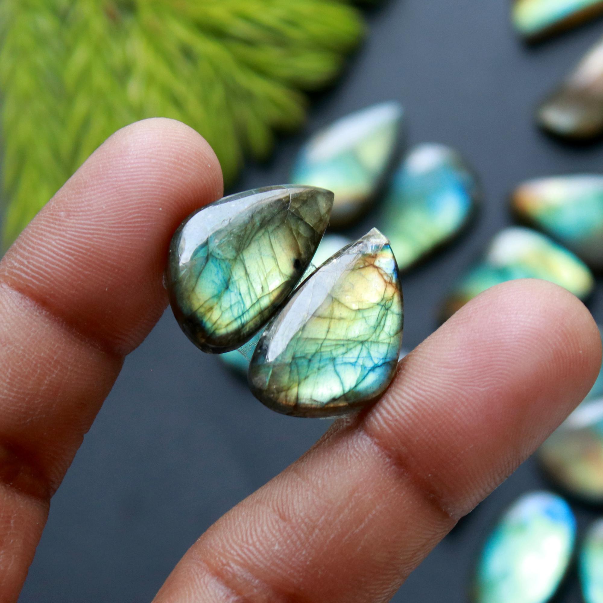 10 Pair 178 Cts Natural Labradorite Loose Gemstone Pairs For Earring Labradorite Mix Shape Cabochon For Jewelry Making 27x8-17x11 mm 14839