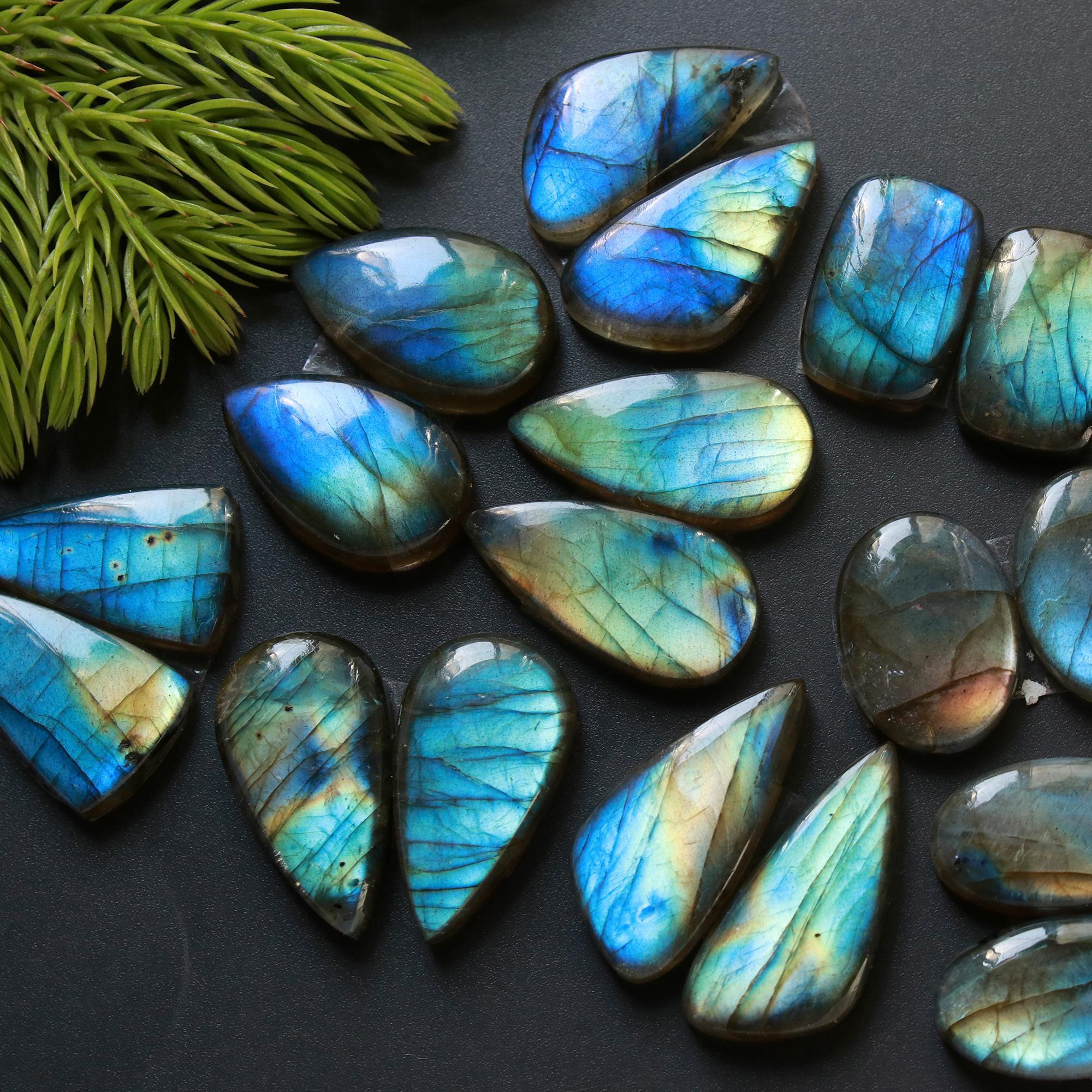 9 Pair 177 Cts Natural Labradorite Loose Gemstone Pairs For Earring Labradorite Mix Shape Cabochon For Jewelry Making 25x11-17x11 mm 14841