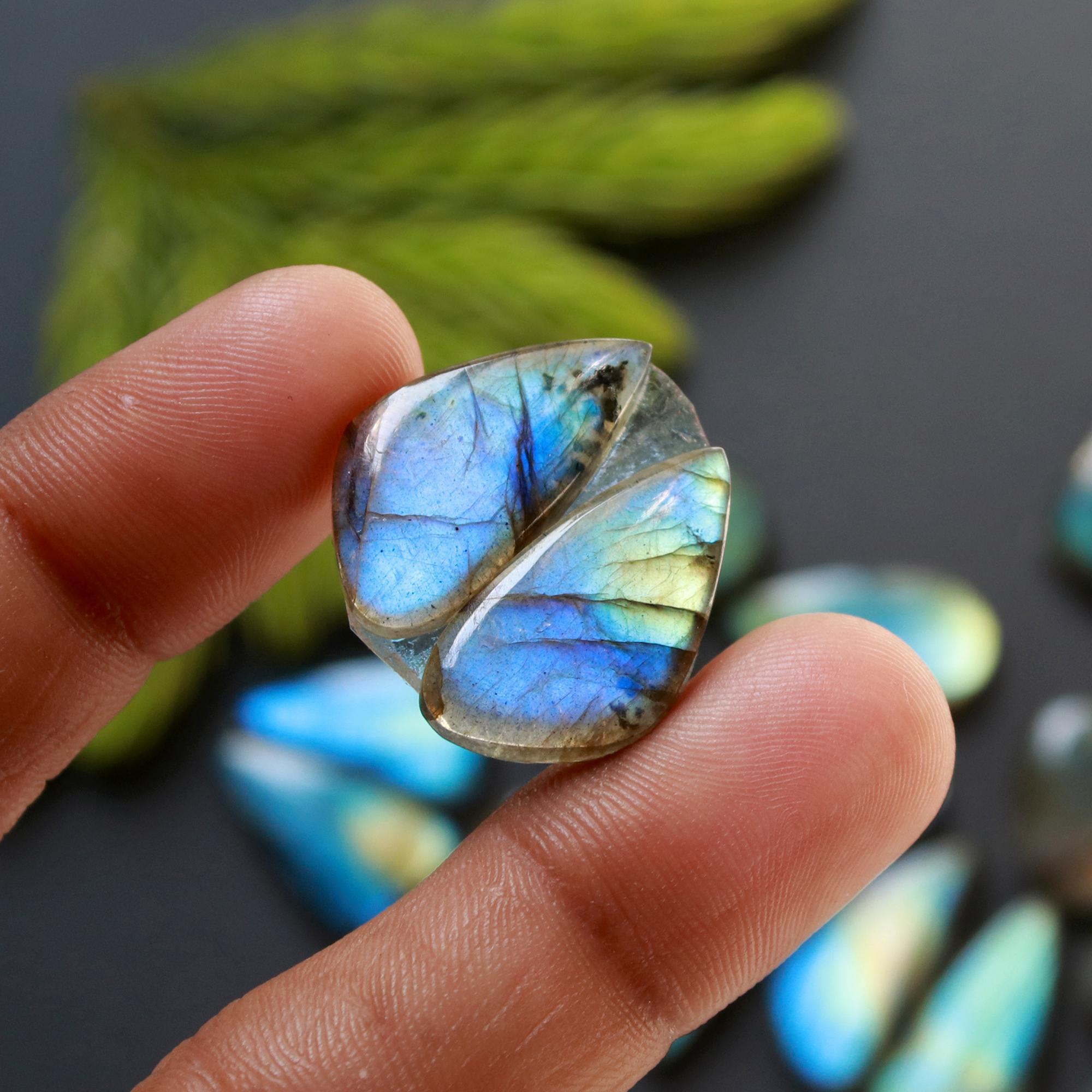 9 Pair 177 Cts Natural Labradorite Loose Gemstone Pairs For Earring Labradorite Mix Shape Cabochon For Jewelry Making 25x11-17x11 mm 14841