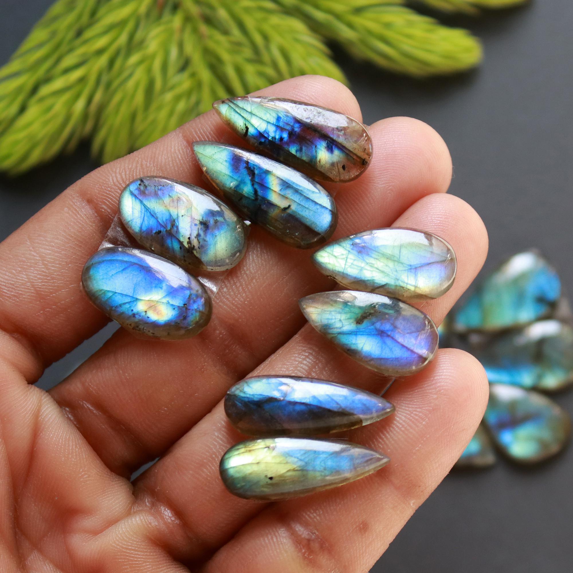 10 Pair 146 Cts Natural Labradorite Loose Gemstone Pairs For Earring Labradorite Mix Shape Cabochon For Jewelry Making 20x14-18x8 mm 14842