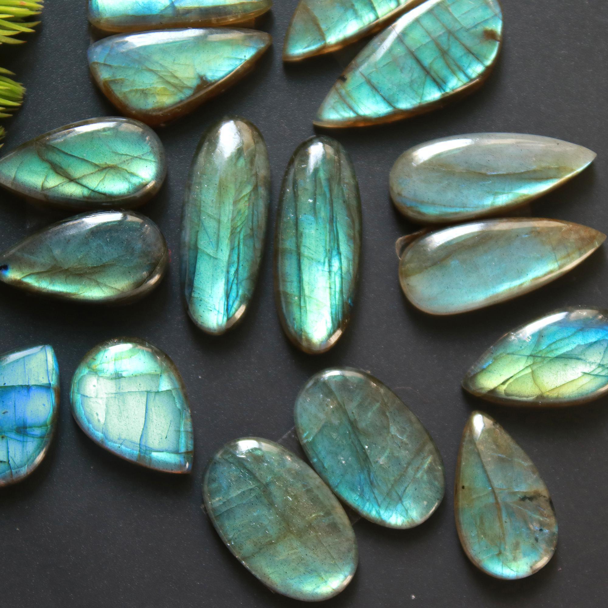 8 Pair 126 Cts Natural Labradorite Loose Gemstone Pairs For Earring Labradorite Mix Shape Cabochon For Jewelry Making 25x11-16x12 mm 14843