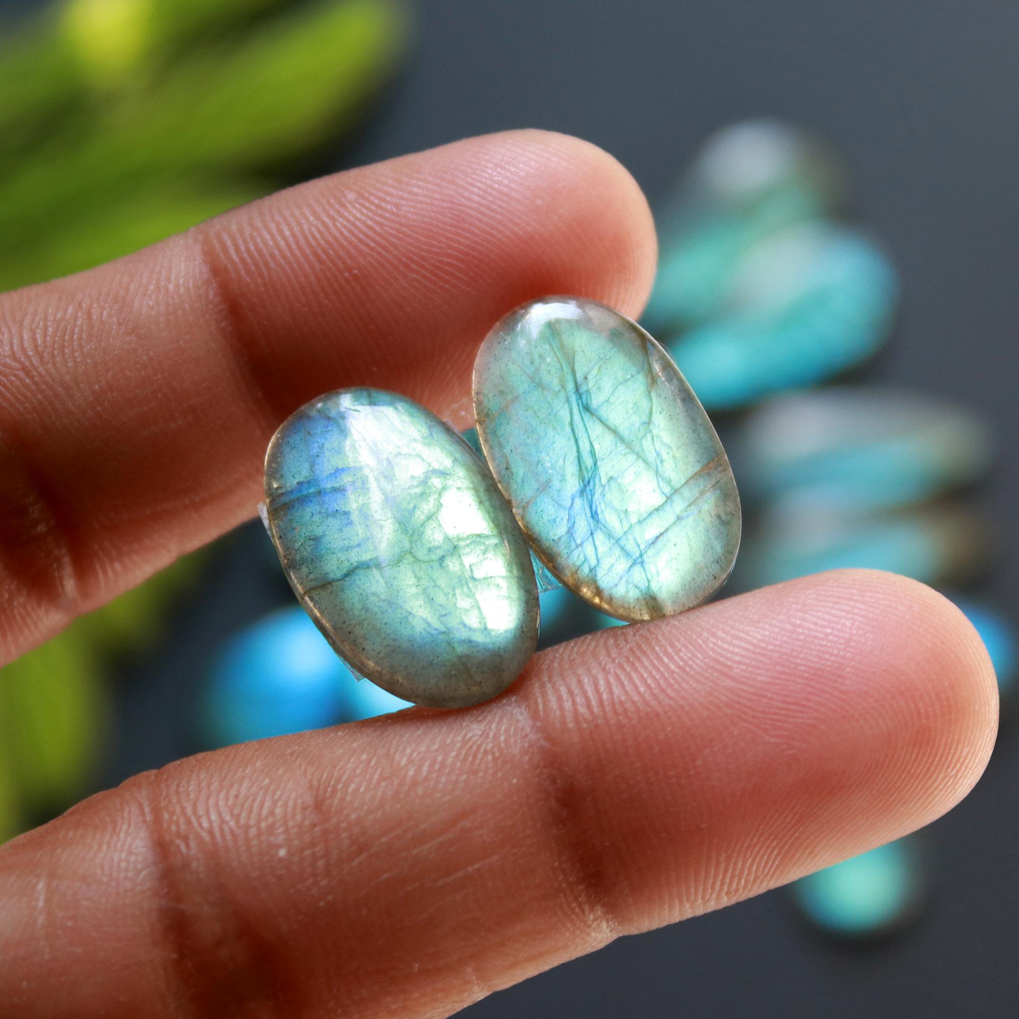 8 Pair 126 Cts Natural Labradorite Loose Gemstone Pairs For Earring Labradorite Mix Shape Cabochon For Jewelry Making 25x11-16x12 mm 14843