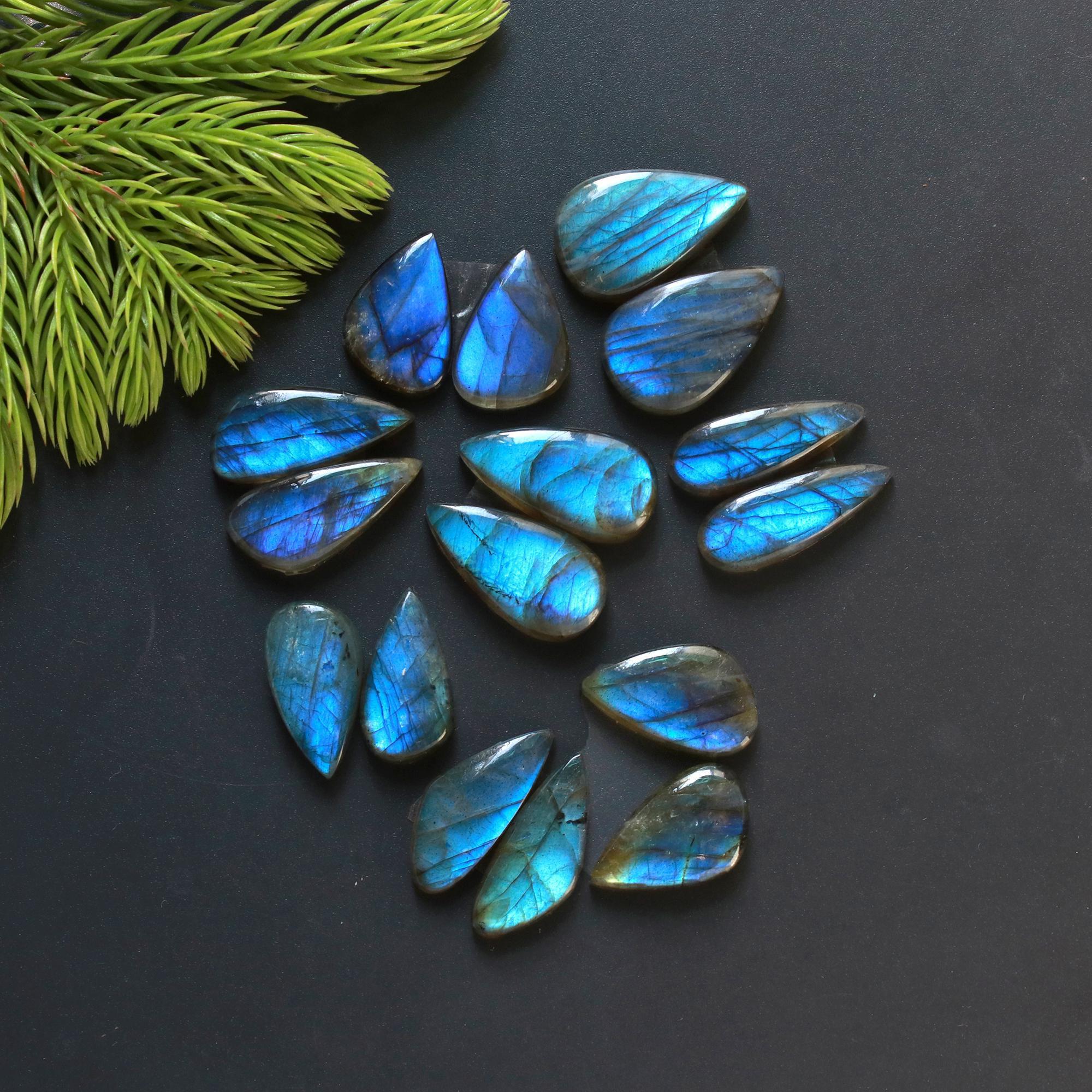 8 Pair 125 Cts Natural Labradorite Loose Gemstone Pairs For Earring Labradorite Mix Shape Cabochon For Jewelry Making 22x13-17x12 mm 14844