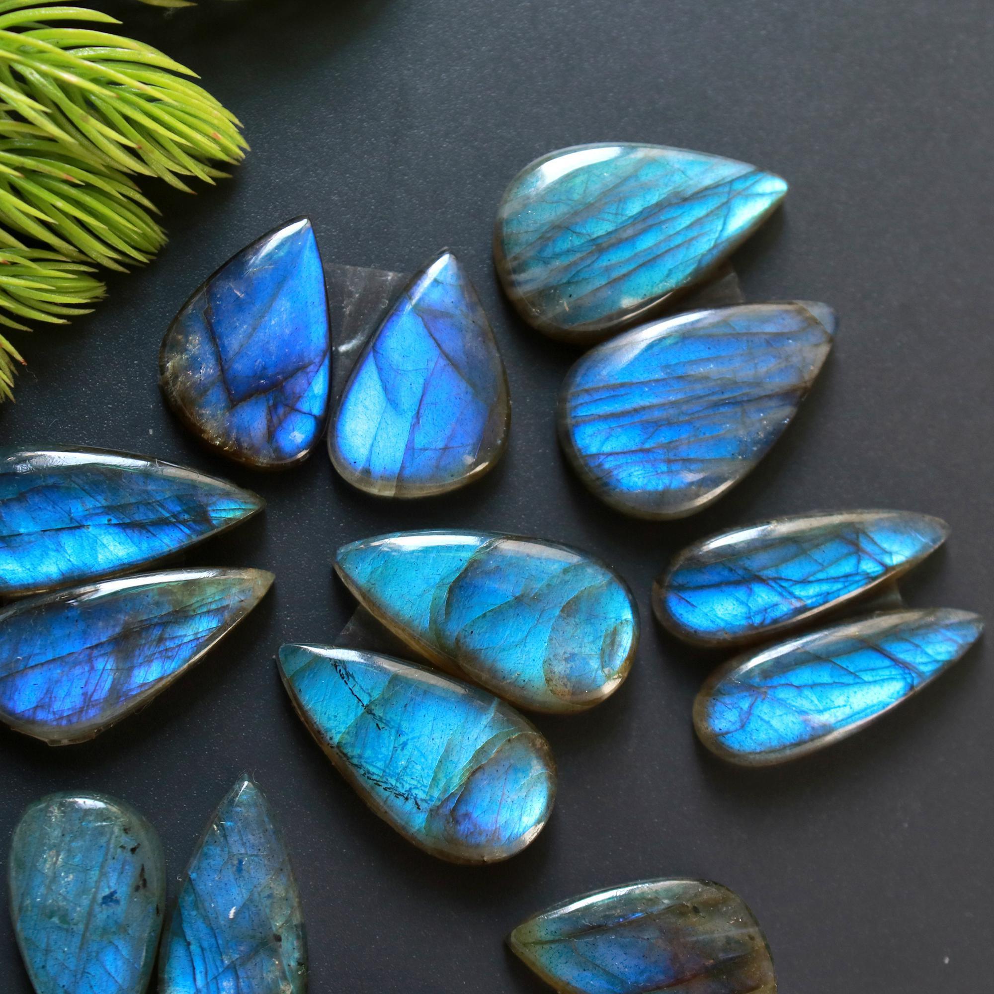 8 Pair 125 Cts Natural Labradorite Loose Gemstone Pairs For Earring Labradorite Mix Shape Cabochon For Jewelry Making 22x13-17x12 mm 14844