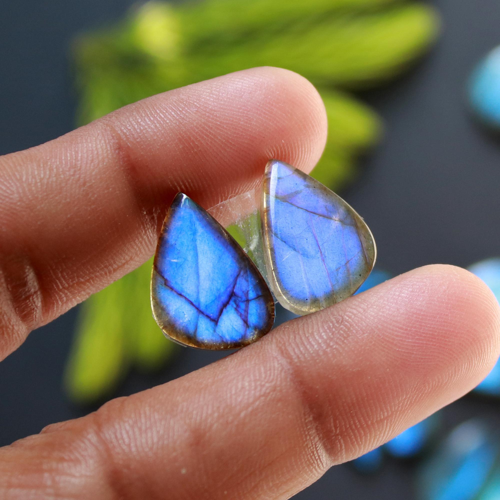 8 Pair 125 Cts Natural Labradorite Loose Gemstone Pairs For Earring Labradorite Mix Shape Cabochon For Jewelry Making 22x13-17x12 mm 14844