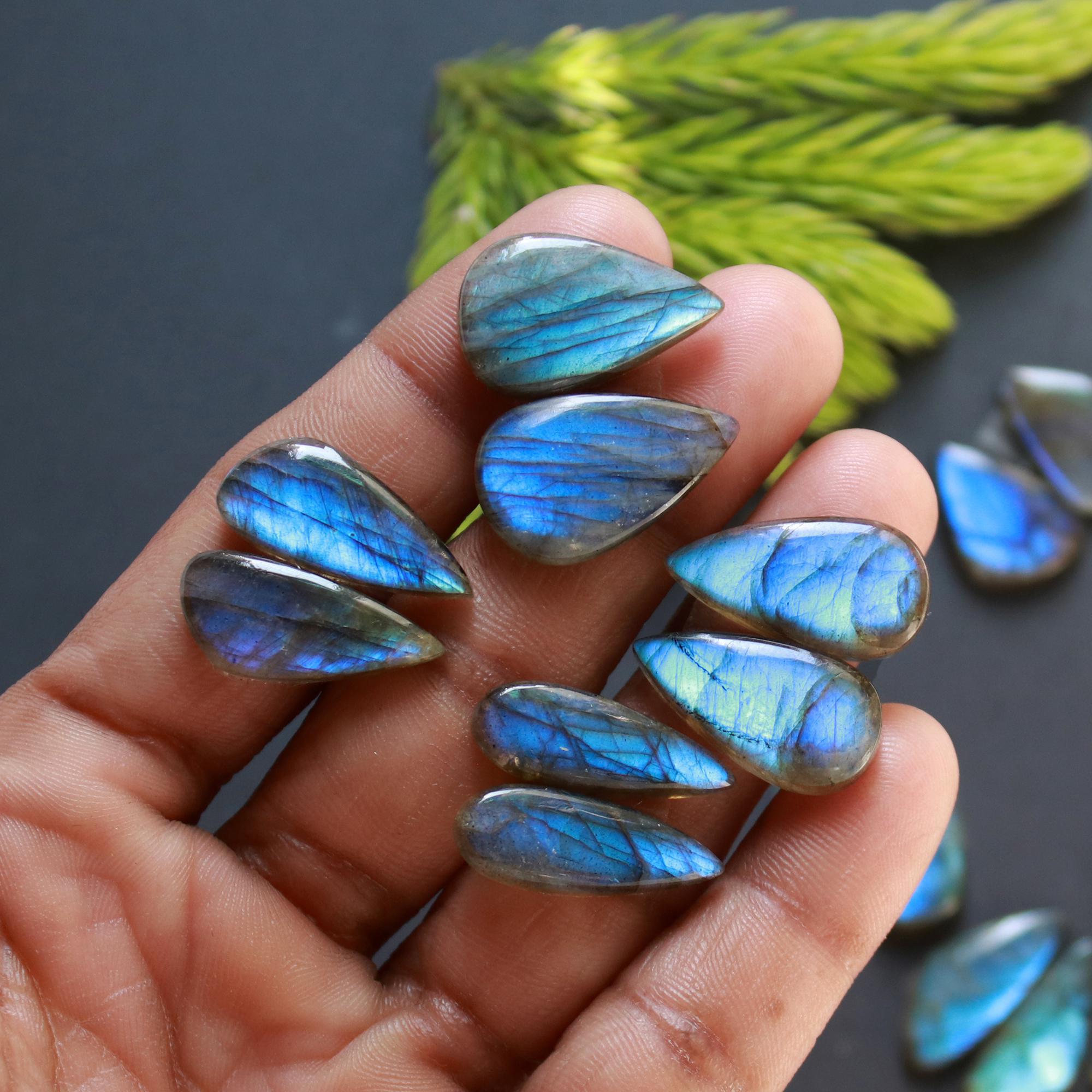 8 Pair 125 Cts Natural Labradorite Loose Gemstone Pairs For Earring Labradorite Mix Shape Cabochon For Jewelry Making 22x13-17x12 mm 14844