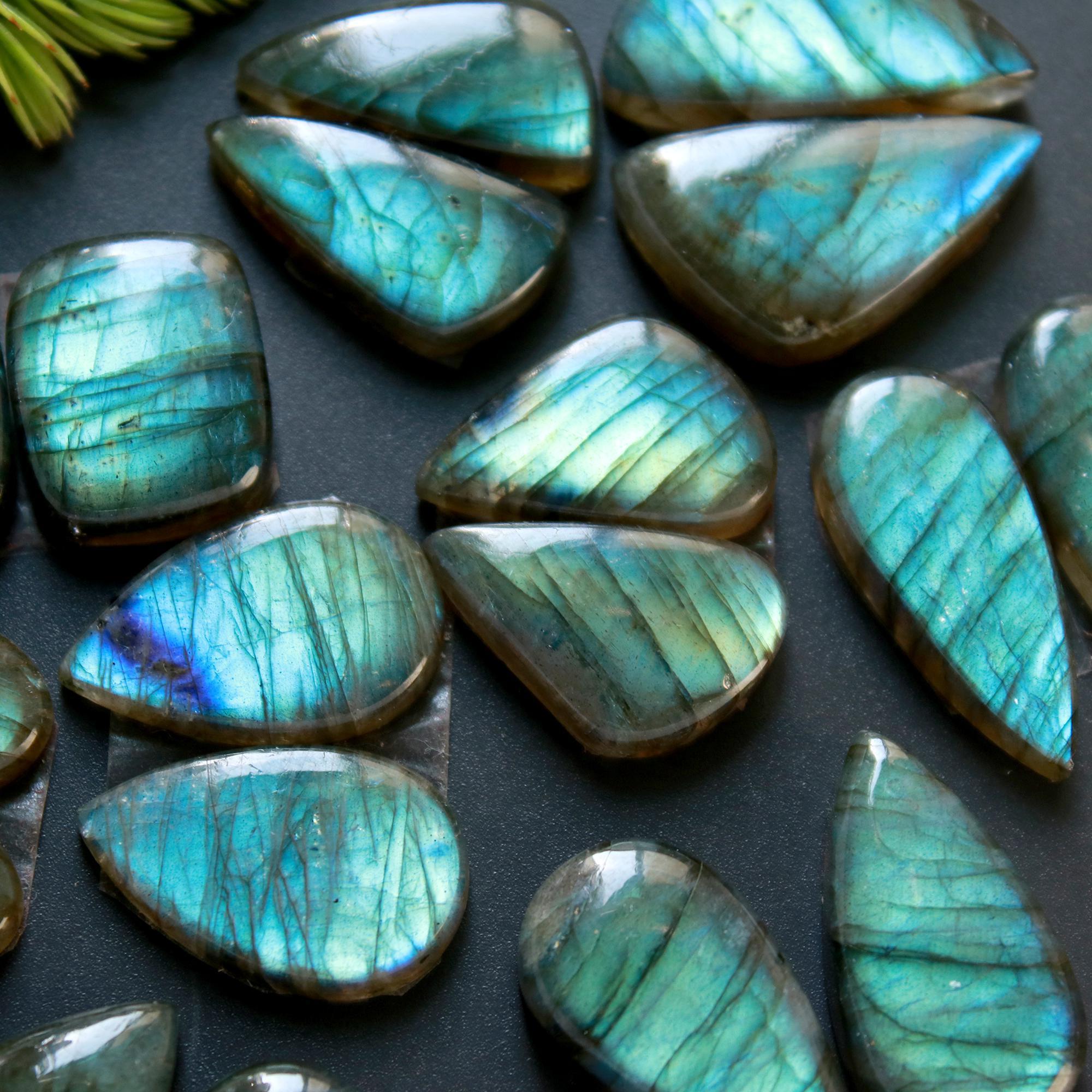 9 Pair 180 Cts Natural Labradorite Loose Gemstone Pairs For Earring Labradorite Mix Shape Cabochon For Jewelry Making 24x10-16x11 mm 14845