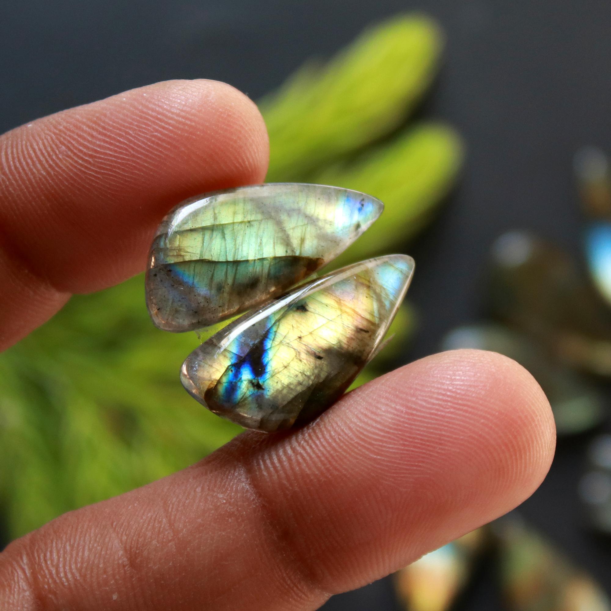 9 Pair 166 Cts Natural Labradorite Loose Gemstone Pairs For Earring Labradorite Mix Shape Cabochon For Jewelry Making 22x10-19x11 mm 14846