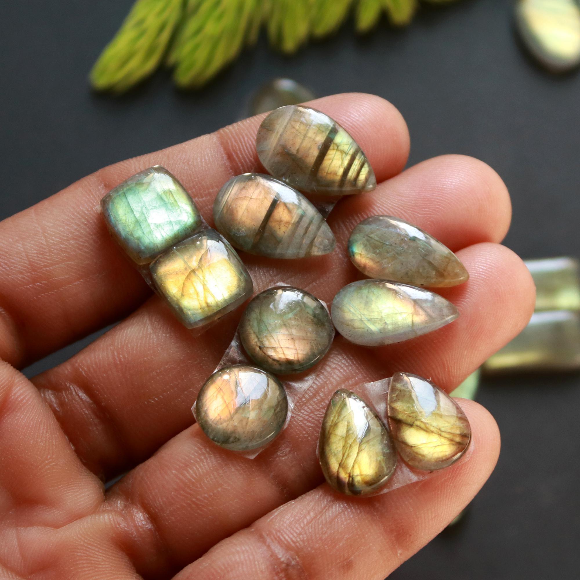 14 Pair 140 Cts Natural Labradorite Loose Gemstone Pairs For Earring Labradorite Mix Shape Cabochon For Jewelry Making 30x8-18x10 mm 14847