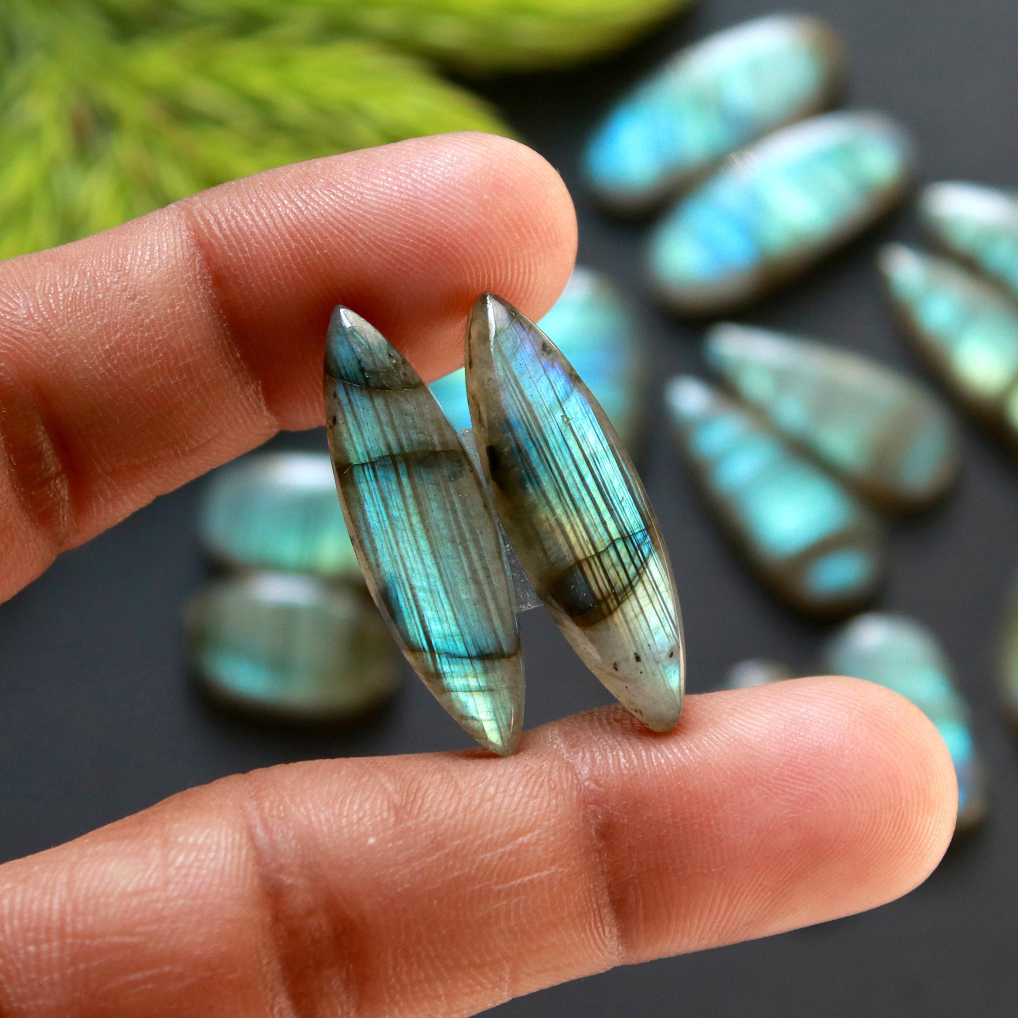 8 Pair 135 Cts Natural Labradorite Loose Gemstone Pairs For Earring Labradorite Mix Shape Cabochon For Jewelry Making 18x7-10x10 mm 14848