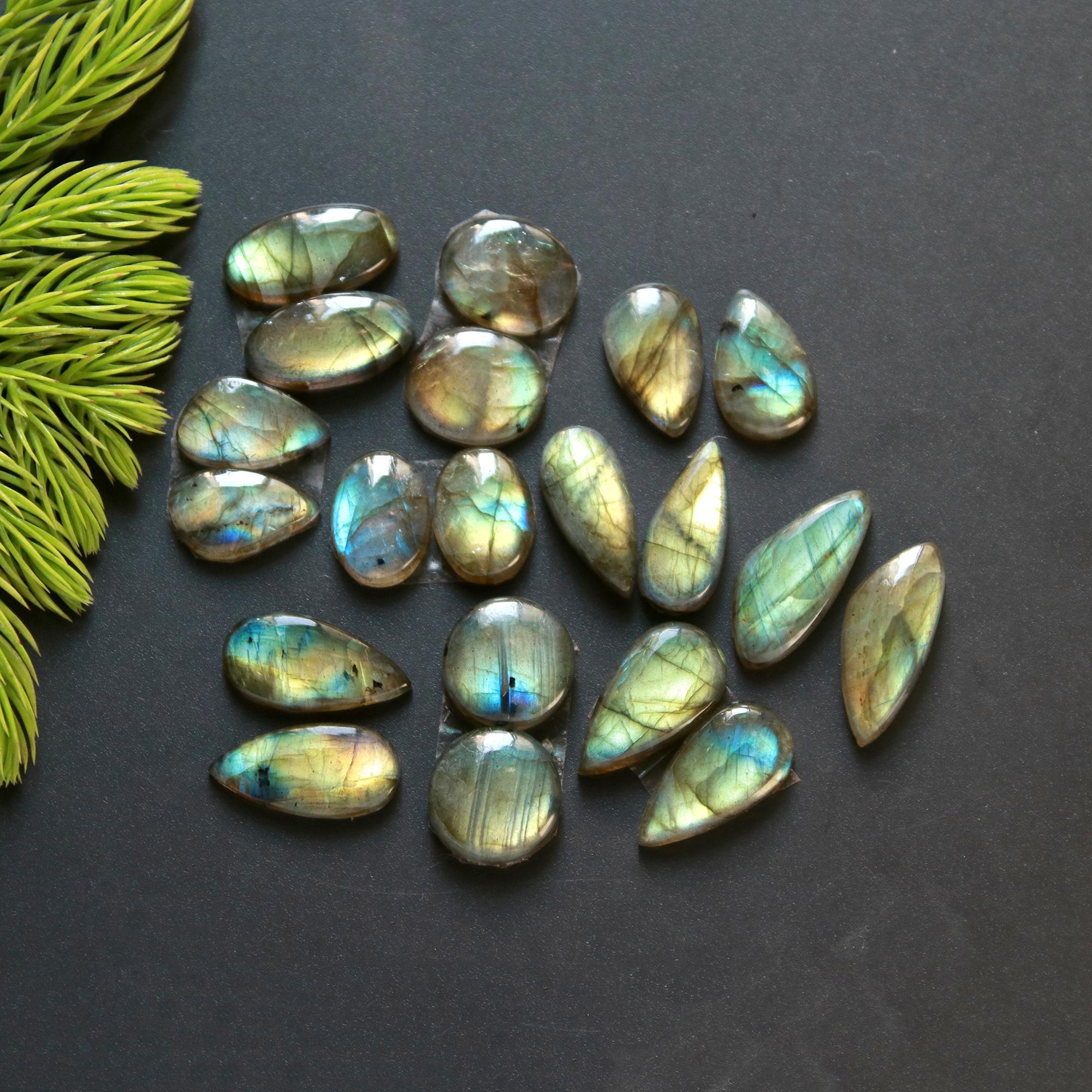 10 Pair 99 Cts Natural Labradorite Loose Gemstone Pairs For Earring Labradorite Mix Shape Cabochon For Jewelry Making 20x8-14x8 mm 14849