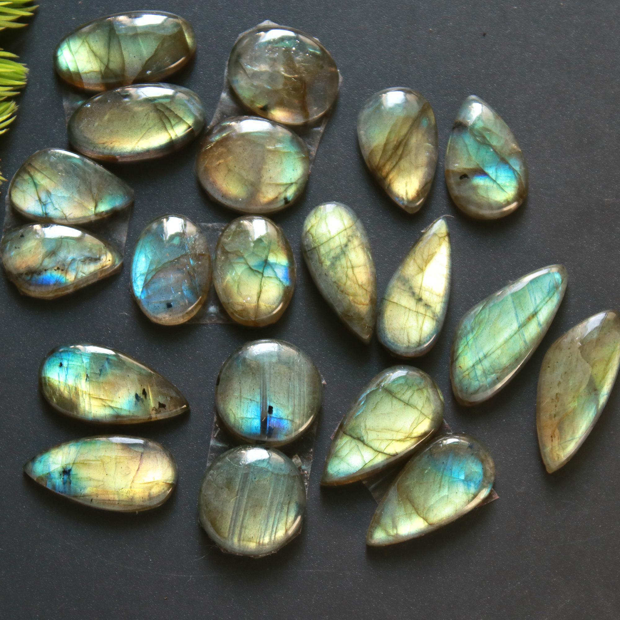 10 Pair 99 Cts Natural Labradorite Loose Gemstone Pairs For Earring Labradorite Mix Shape Cabochon For Jewelry Making 20x8-14x8 mm 14849