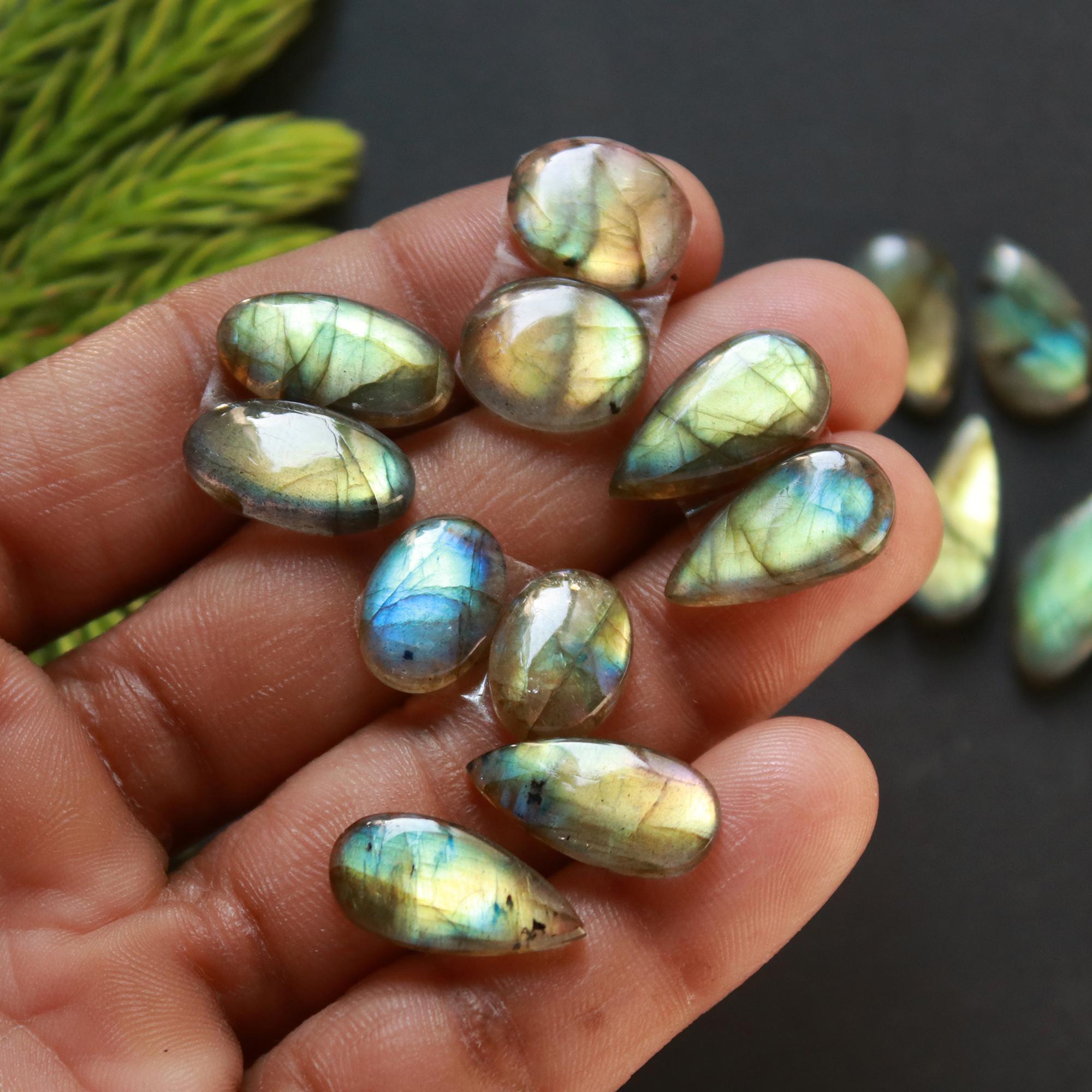 10 Pair 99 Cts Natural Labradorite Loose Gemstone Pairs For Earring Labradorite Mix Shape Cabochon For Jewelry Making 20x8-14x8 mm 14849