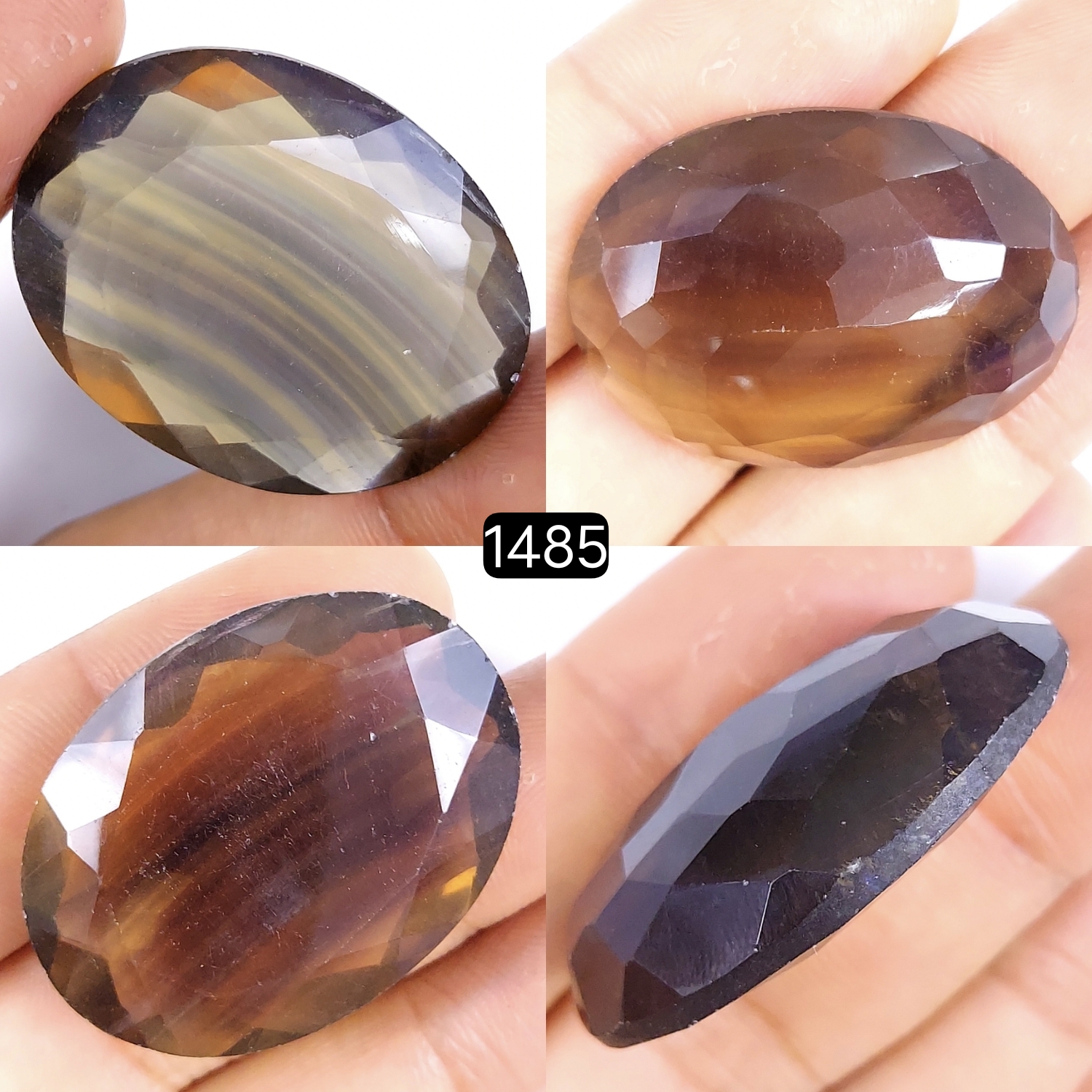 1Pc 98Cts Natural Multi Fluorite Faceted Cabochon Gemstone Oval Shape Crystal 38x28mm#1485